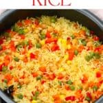 A pot with vegetable rice pilaf