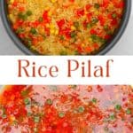 Vegetable rice pilaf in a pot