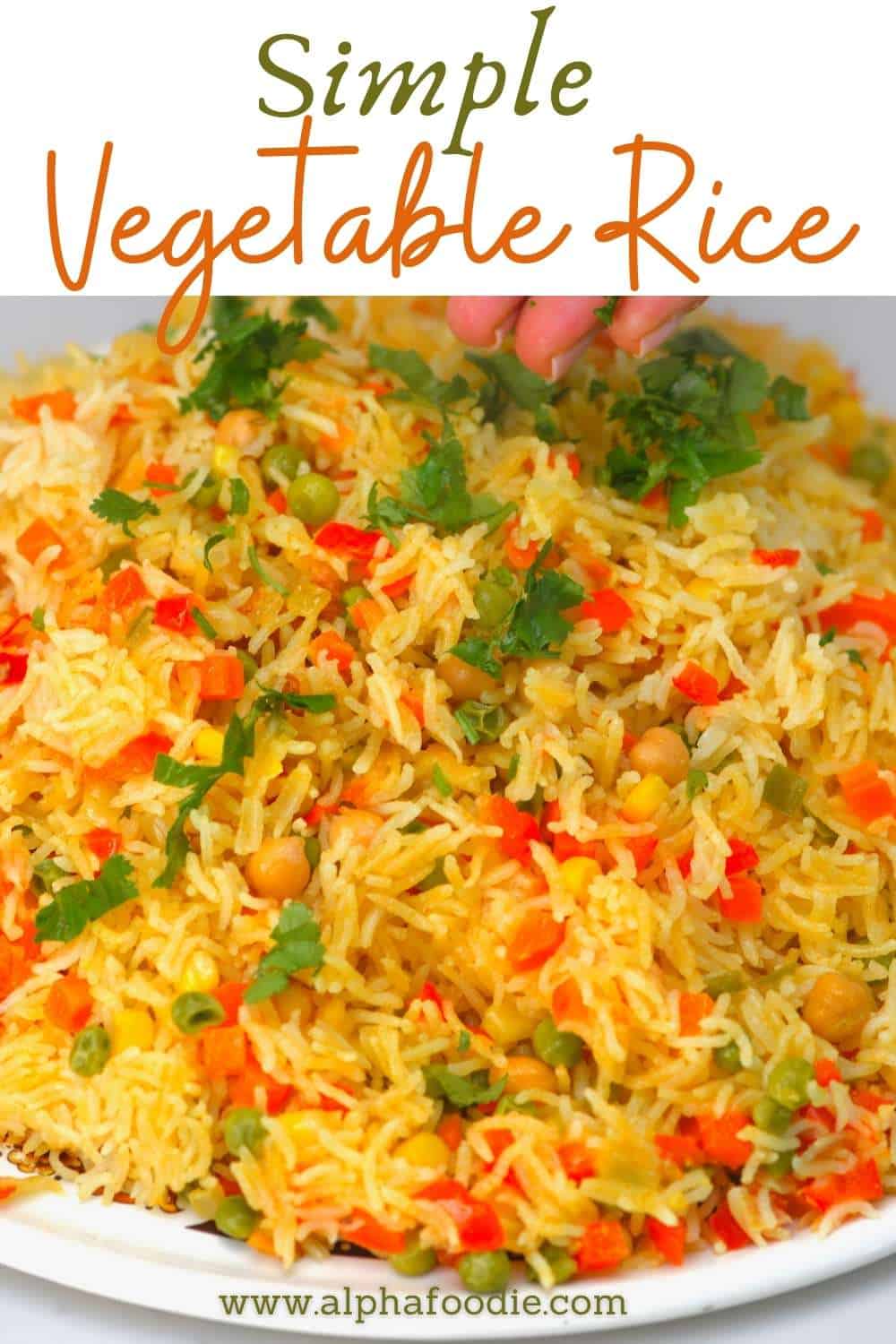 Easy Vegetable Rice Pilaf (Yellow Turmeric Rice | Vegan) - Alphafoodie