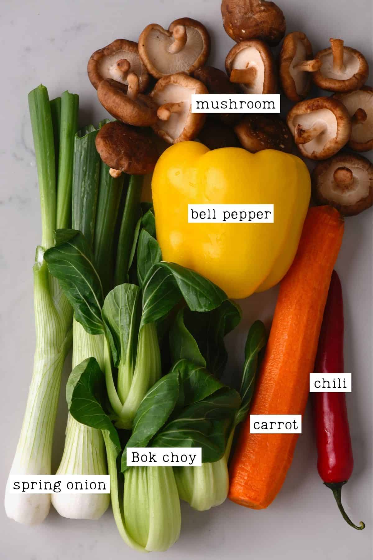 Vegetables for veggie stir fry