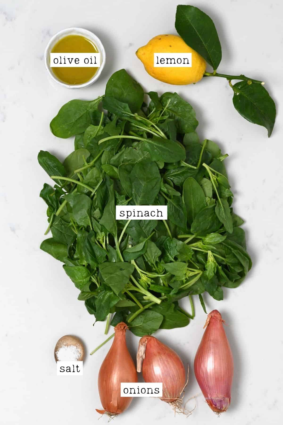 Ingredients for spinach and onions
