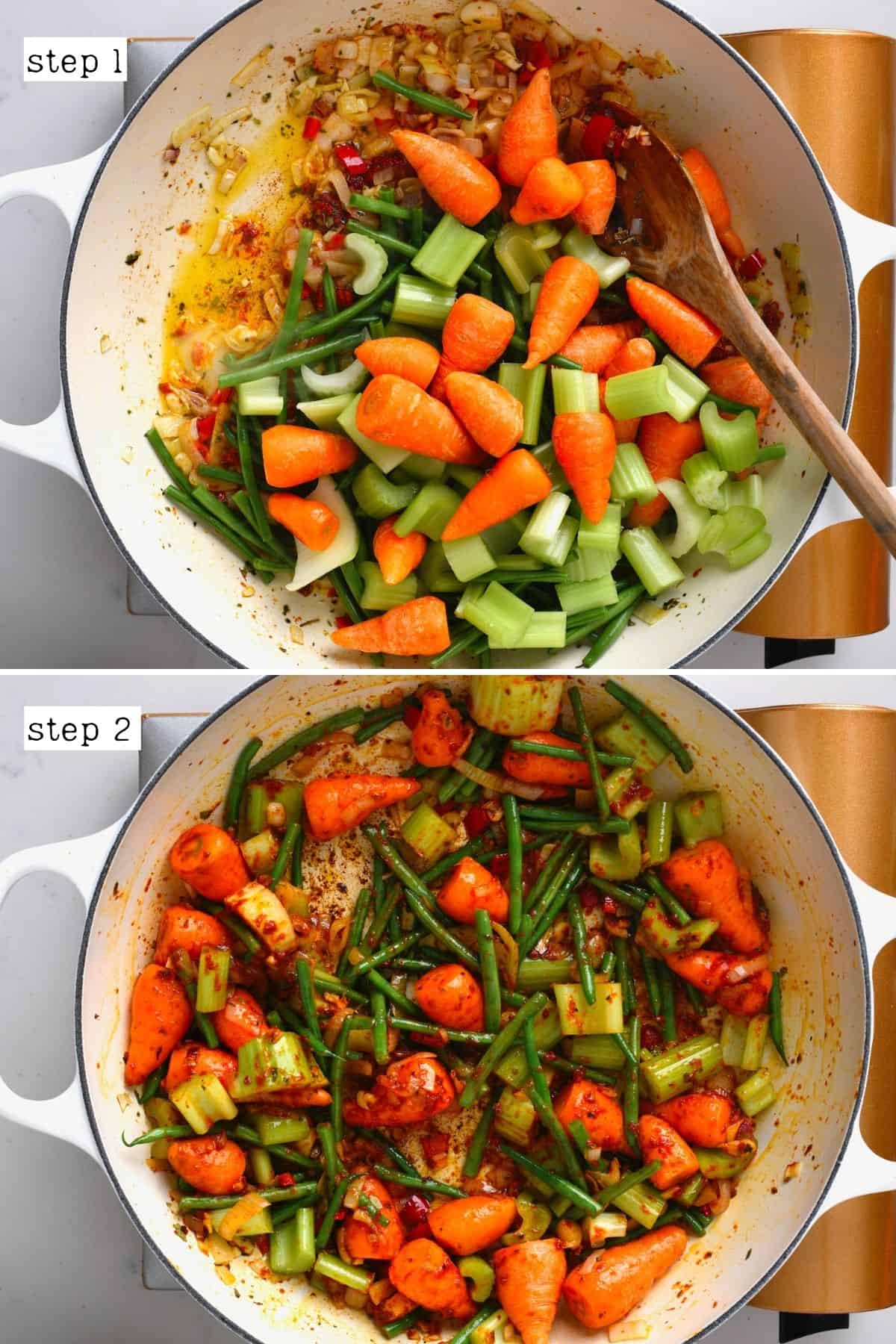 Steps for cooking vegetables