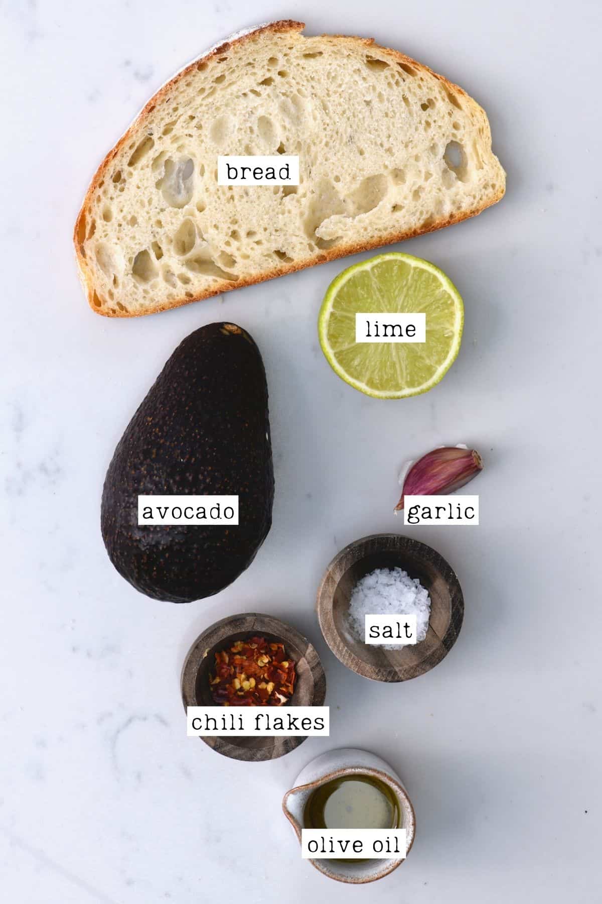 Ingredients for avocado toast