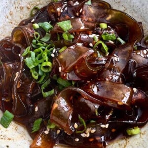 Chili oil noodles in a bowl