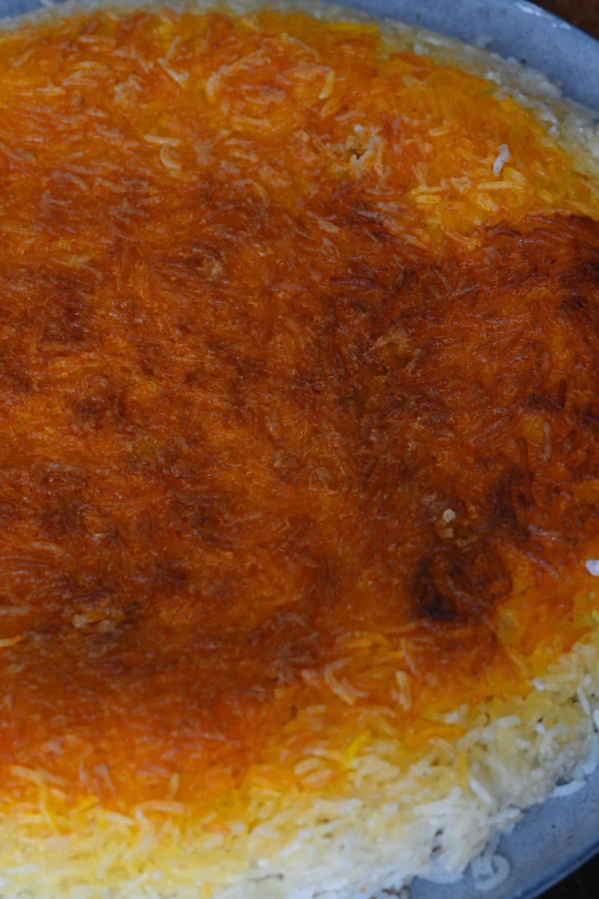 Crispy Persian Rice on a plate