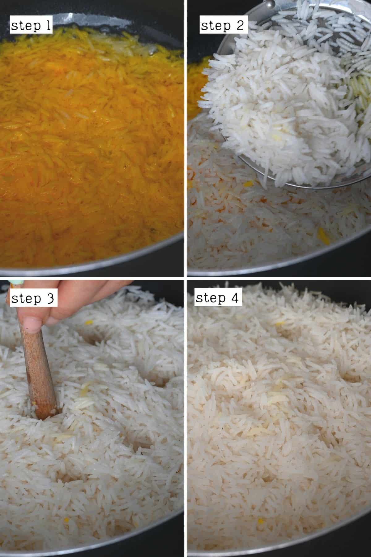 Steps for cooking crispy Persian rice