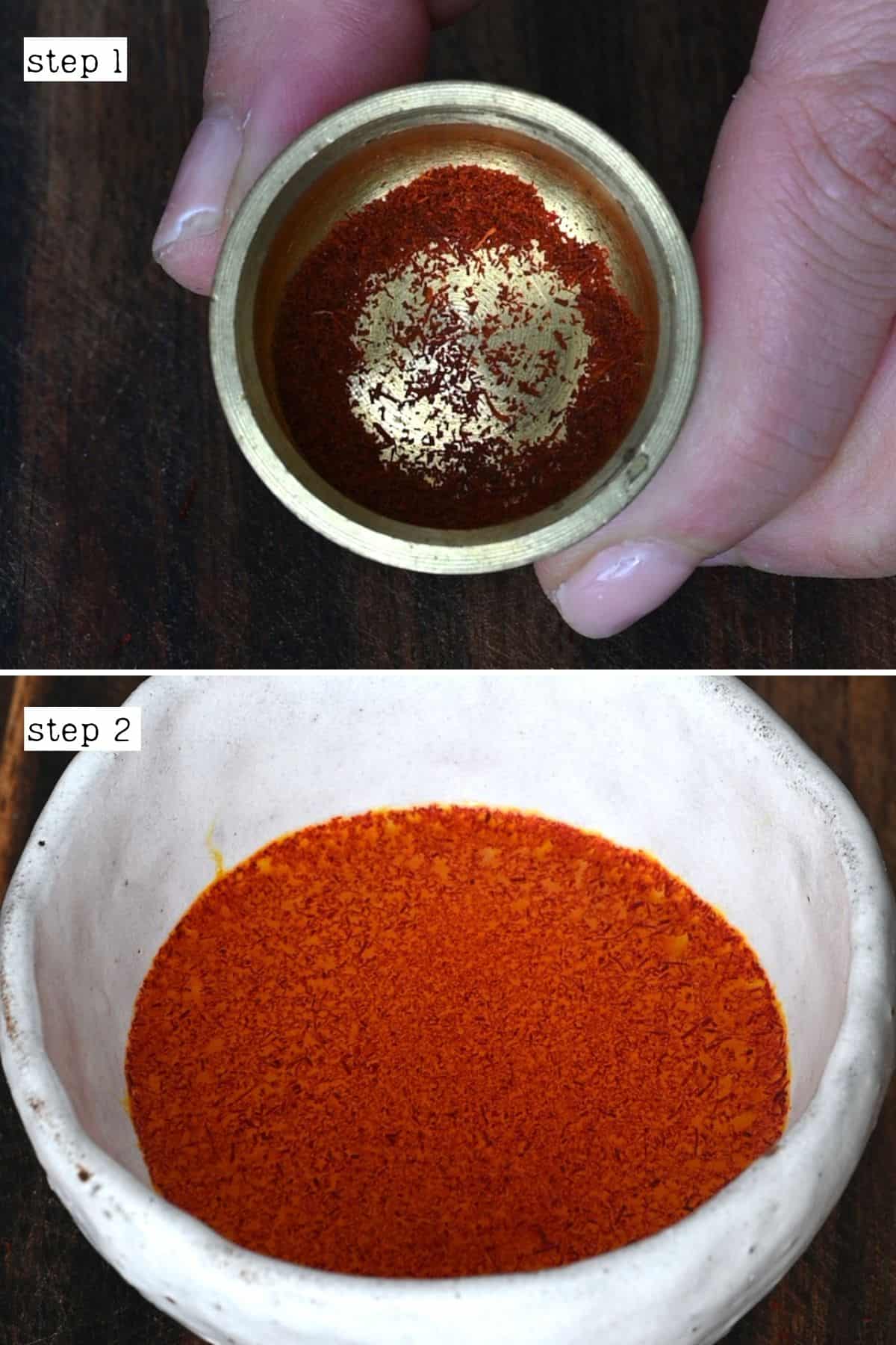 Steps for dissolving saffron