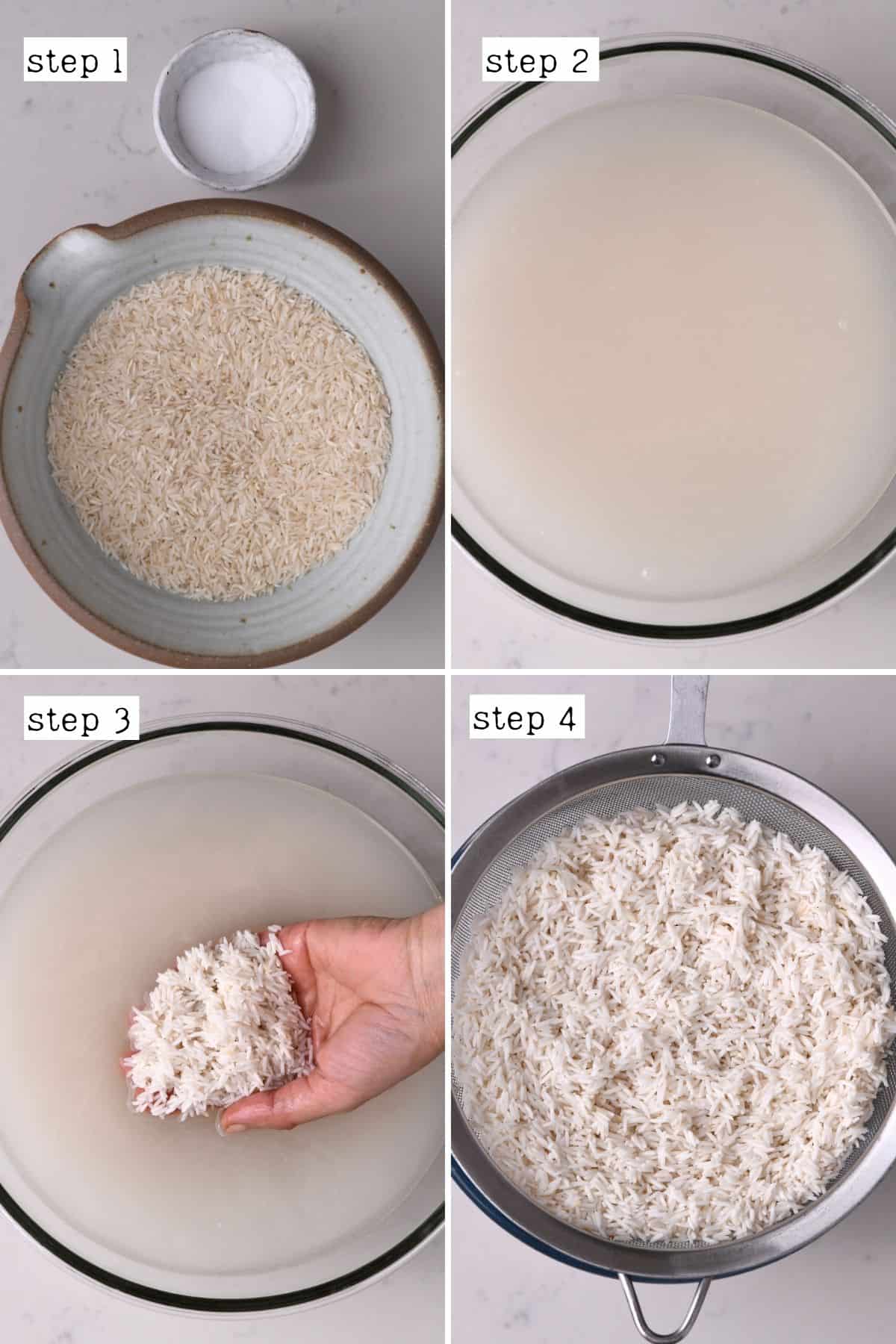 Steps for soaking rice with salt