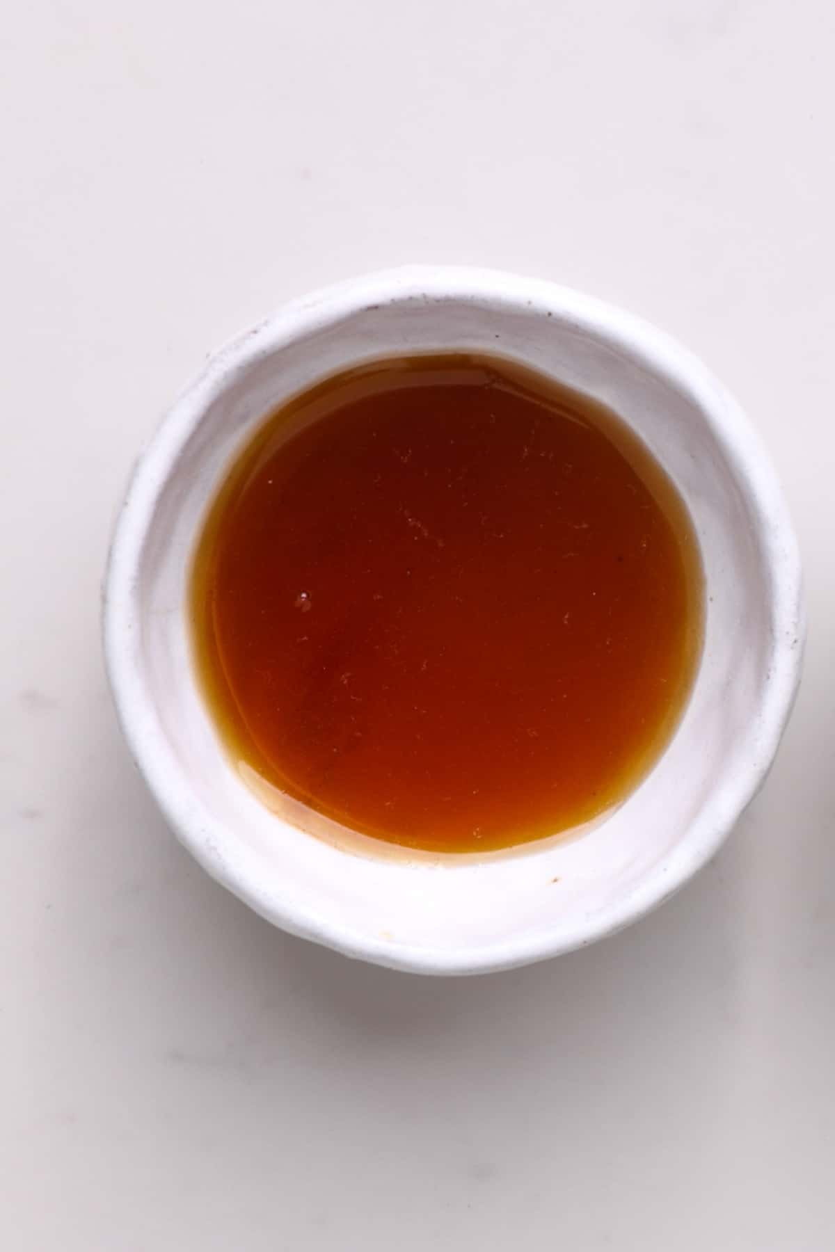 Liquid sweetener in a bowl