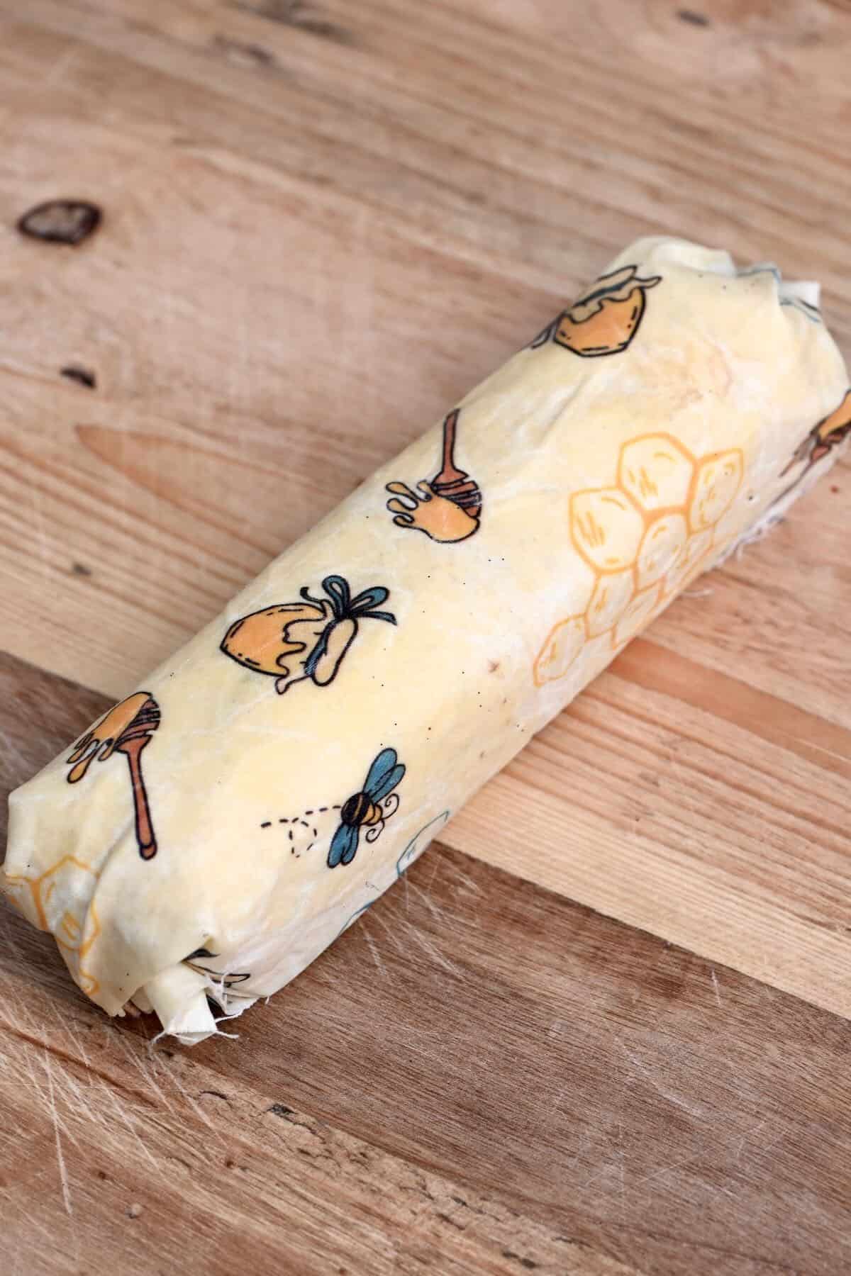 Butter rolled into a log