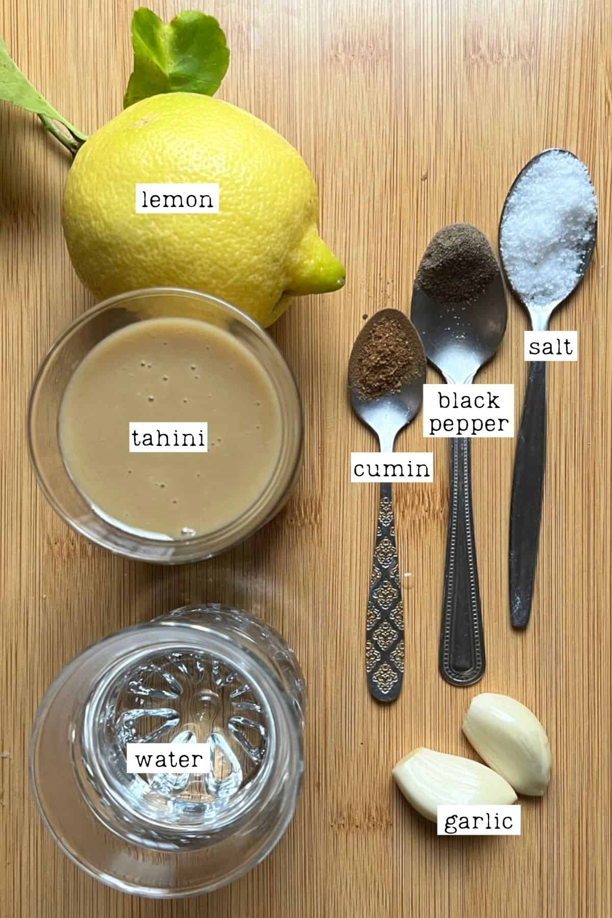 Ingredients for lemon tahini sauce