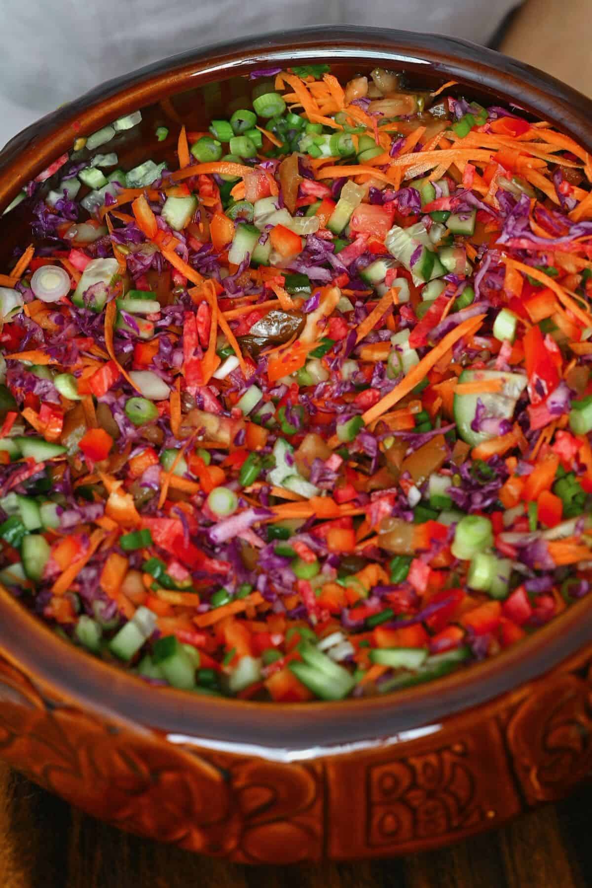 Mixed rainbow cabbage salad