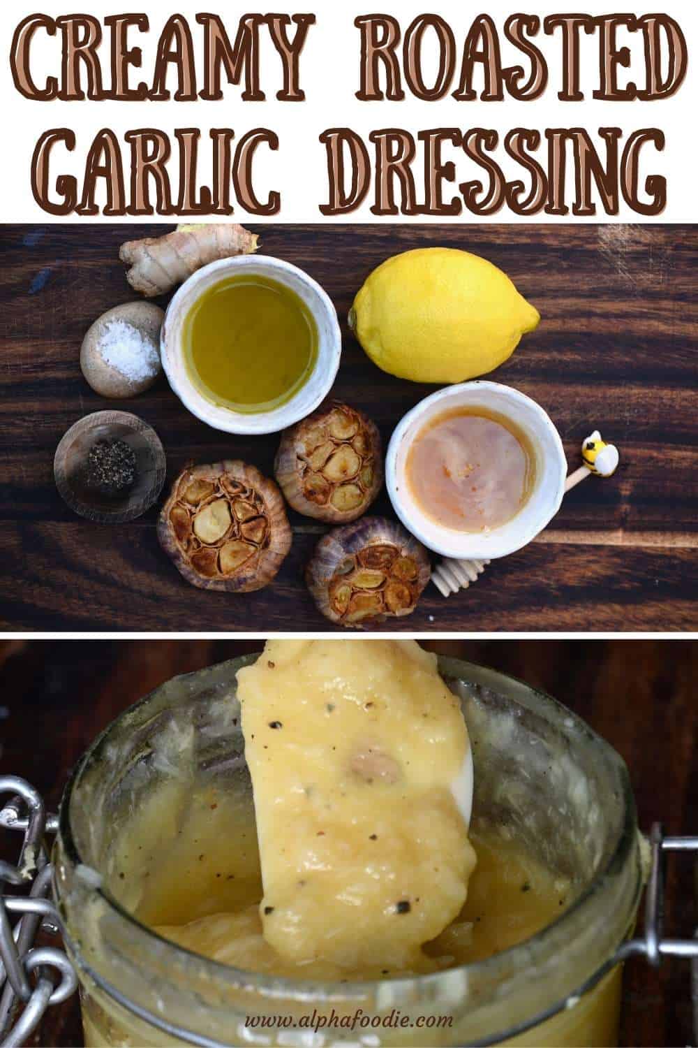 5Ingredient Creamy Roasted Garlic Dressing (Vegan, GF) Alphafoodie
