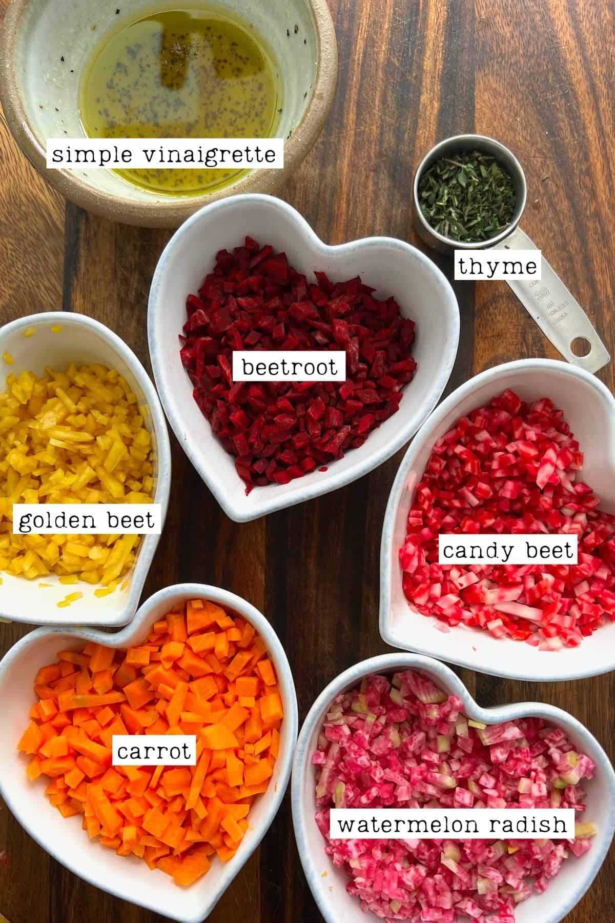 Ingredients for root vegetable salad