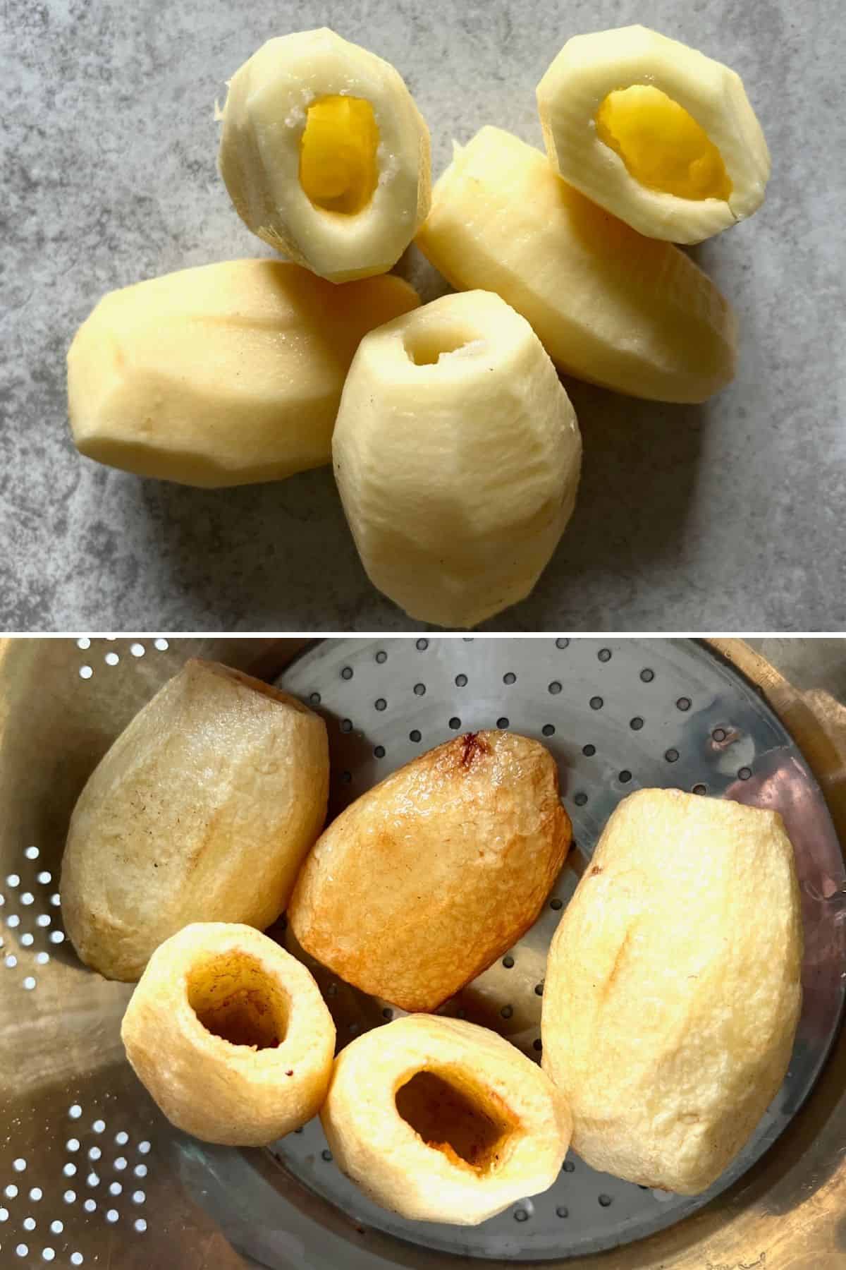 Steps for cooking peeled potatoes