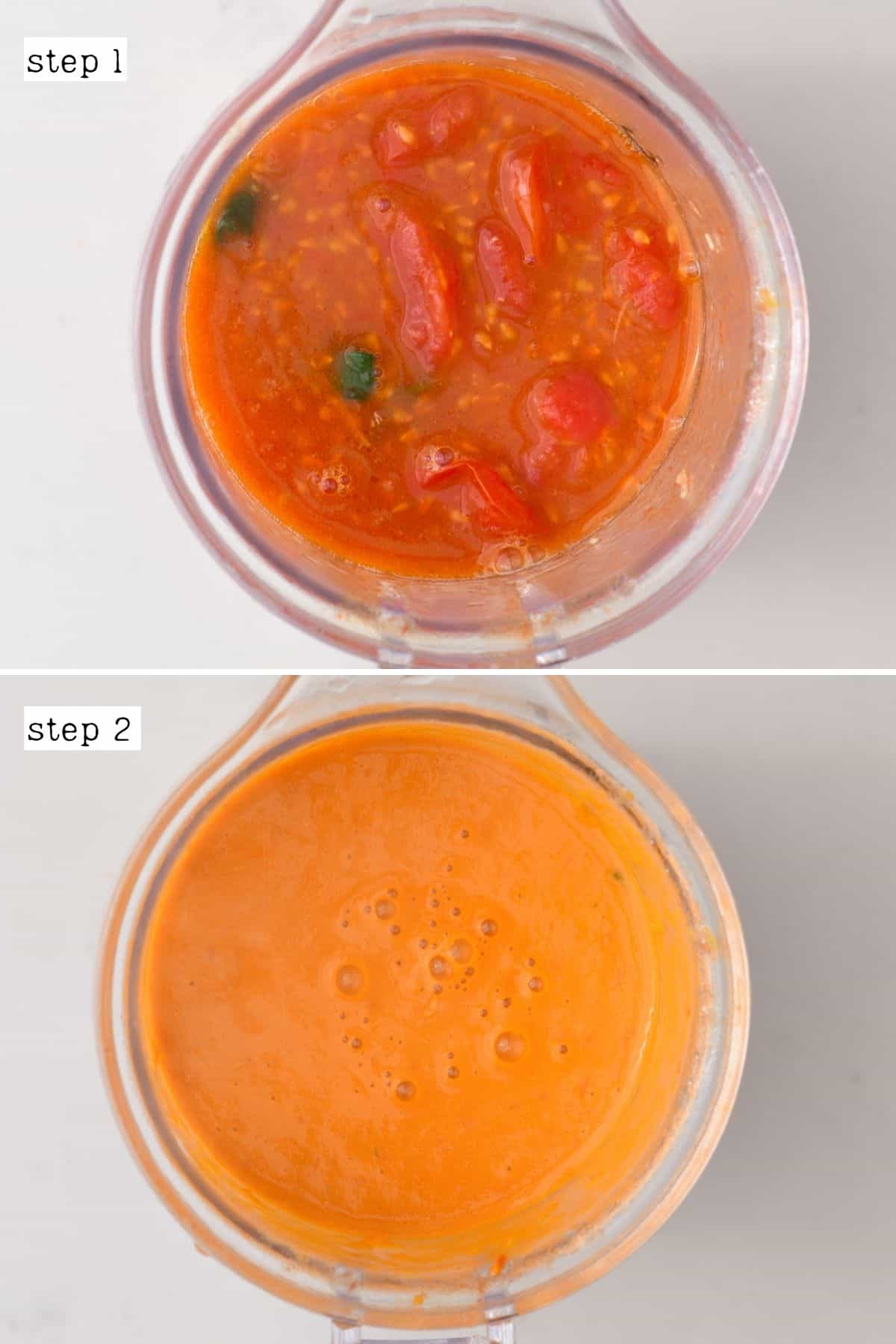 Steps for blending tomato sauce