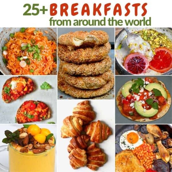 Compilation of breakfasts from around the world