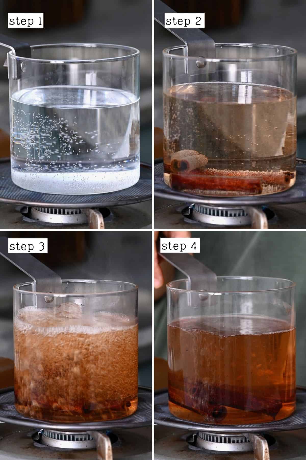 Steps for boiling cinnamon in water