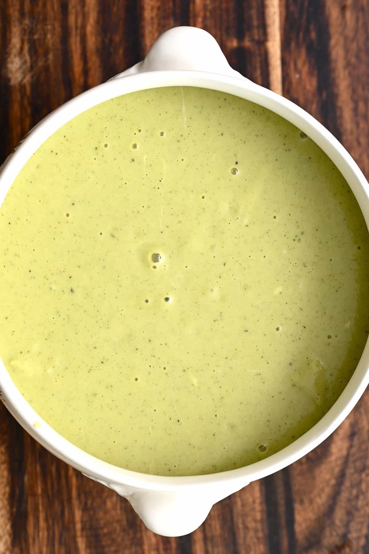 Broccoli cheddar soup in a bowl