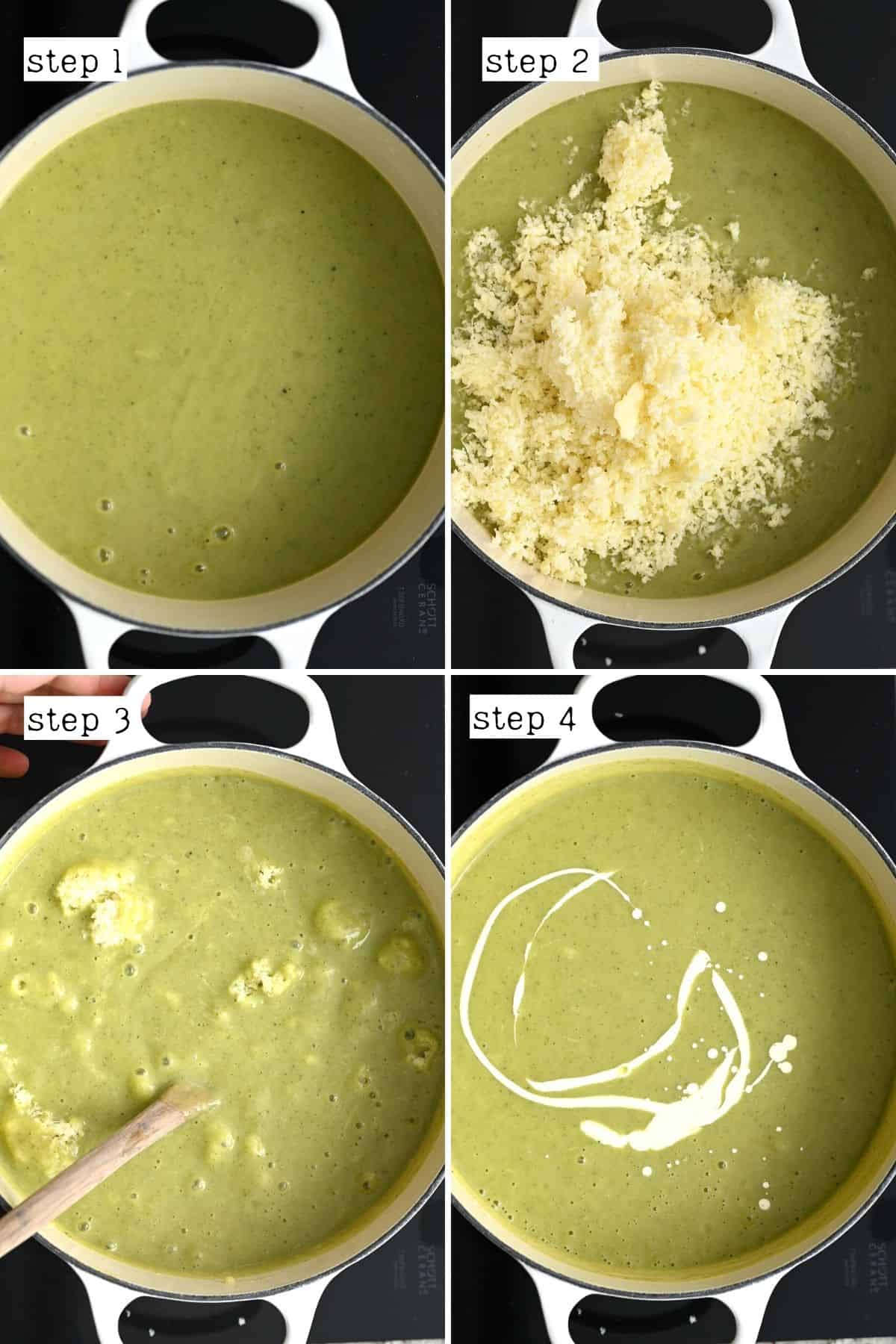 Steps for making cheddar broccoli soup