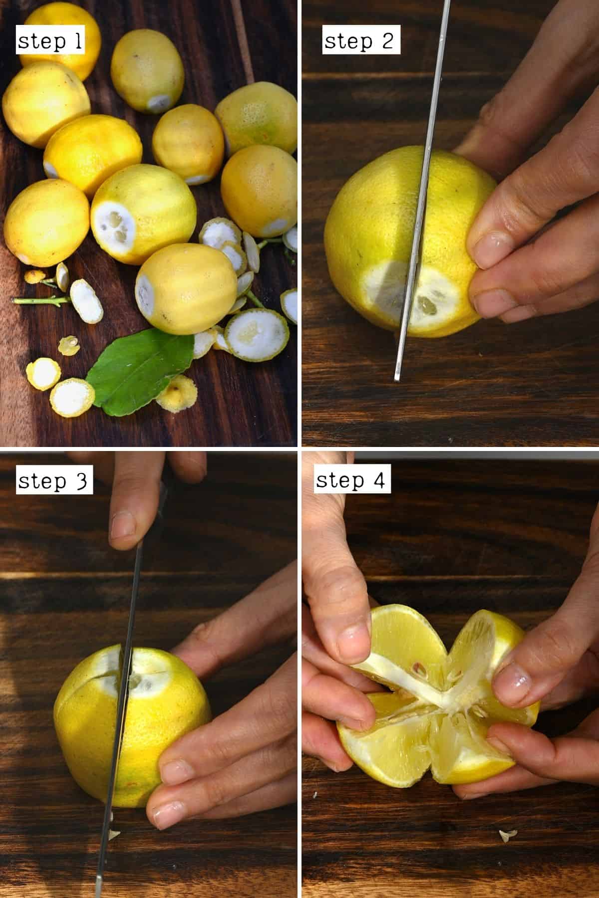 Steps for cutting lemons