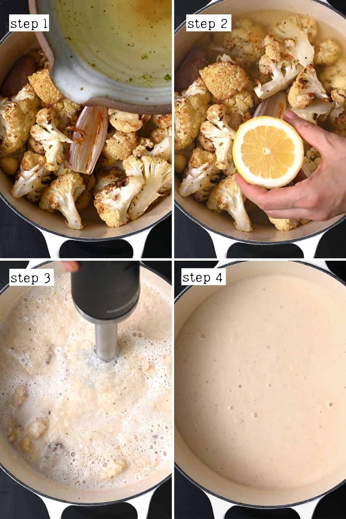 Steps for making cauliflower soup