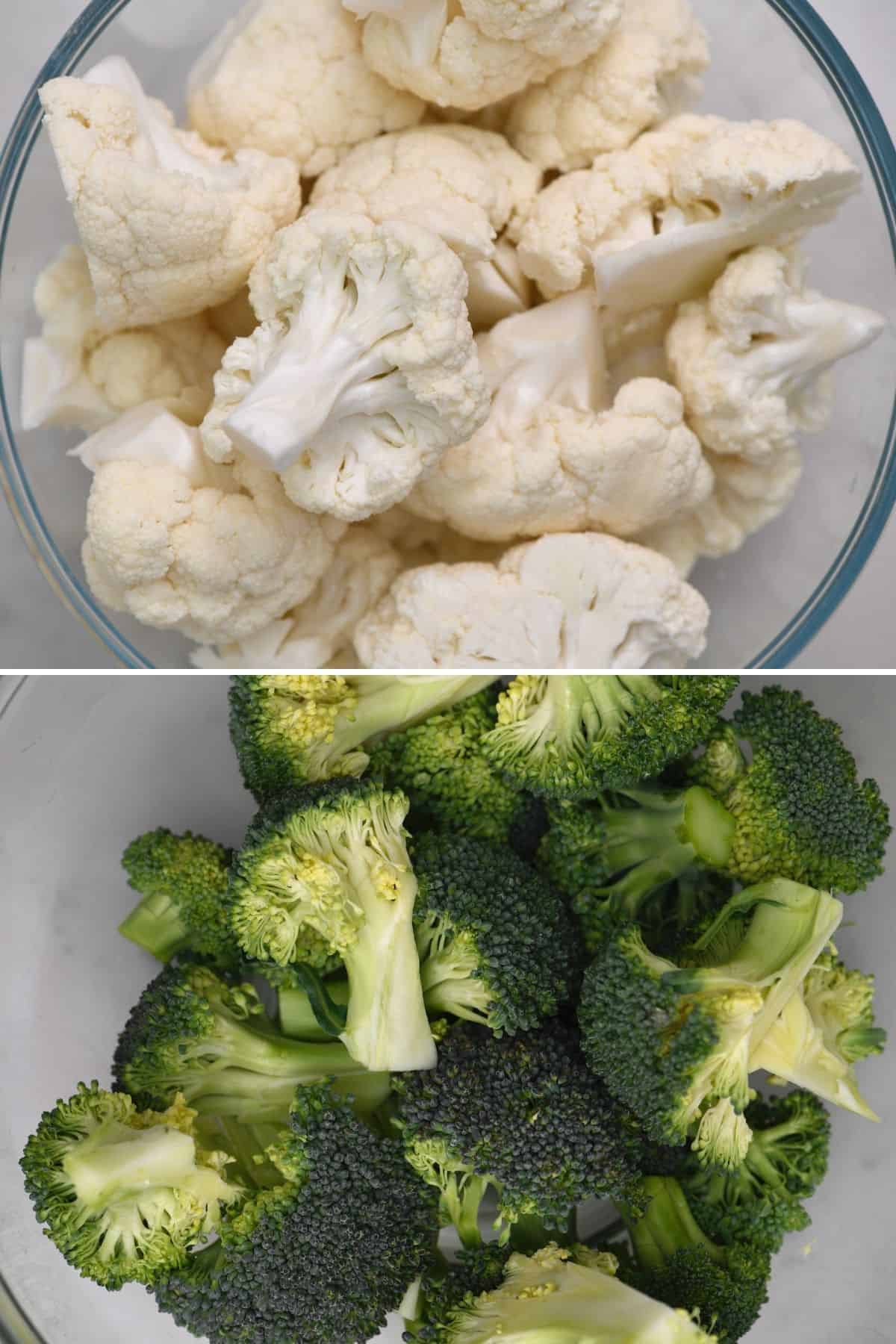 Chopped cauliflower and broccoli
