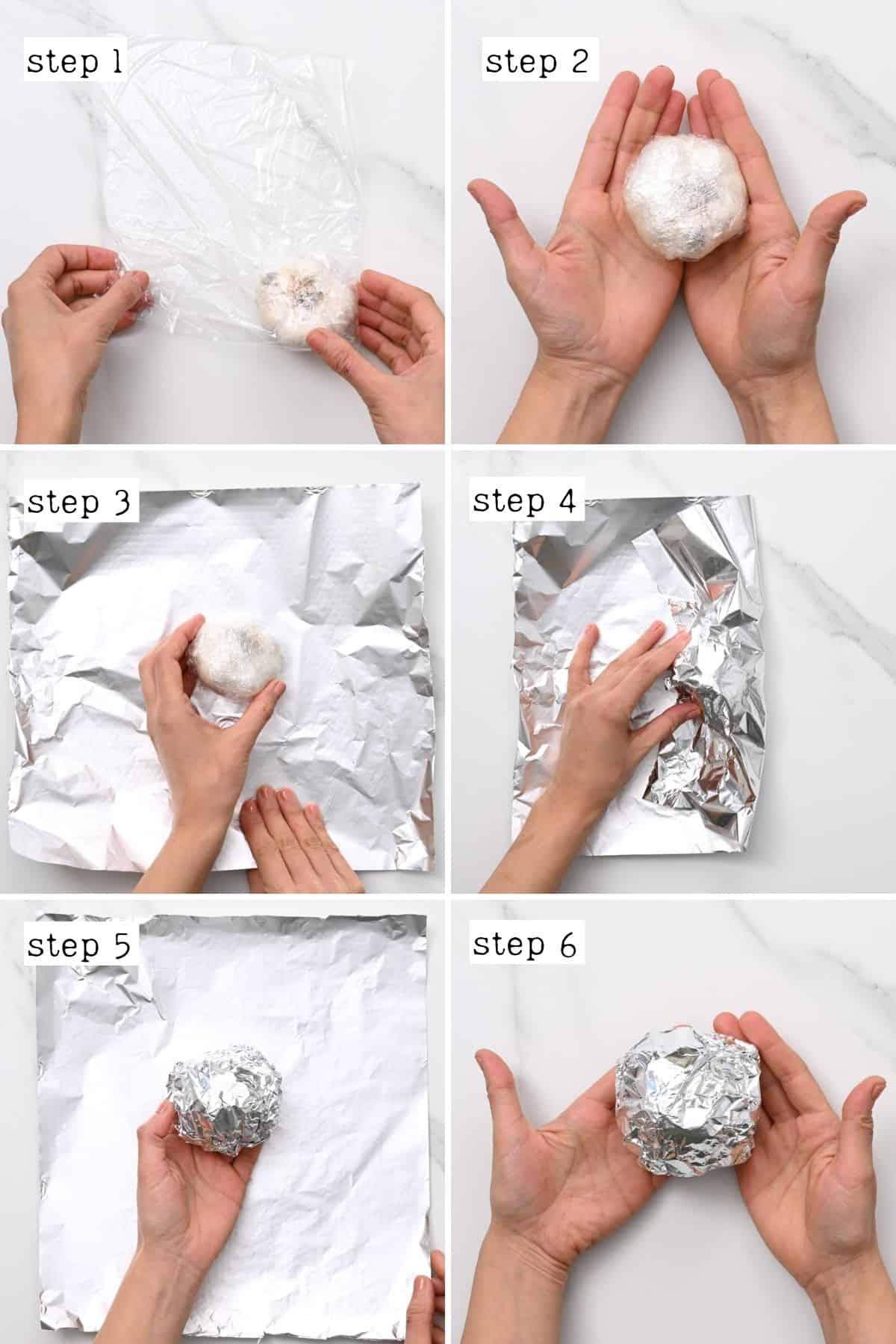 Steps for wrapping garlic