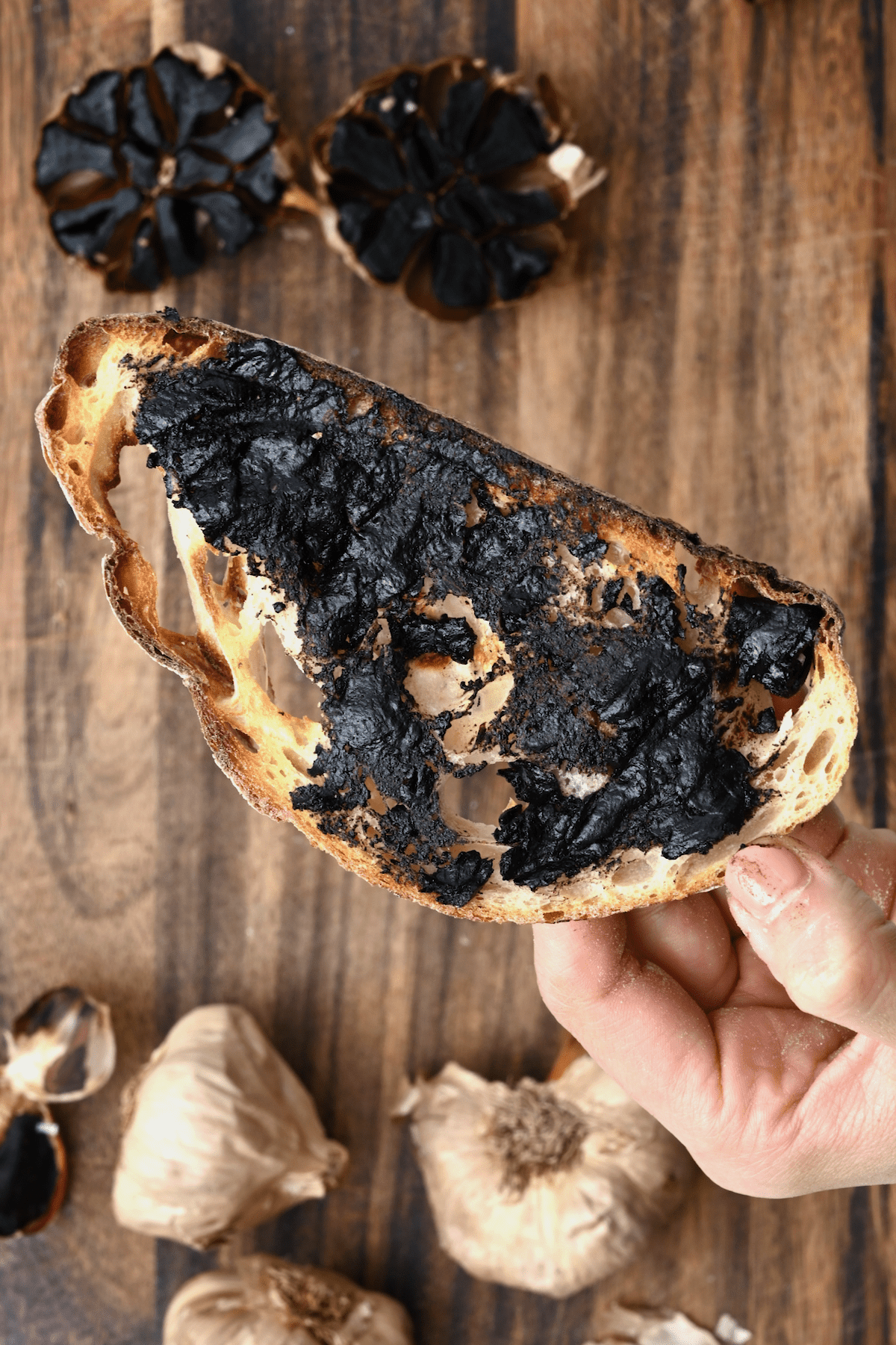 Toast with black garlic