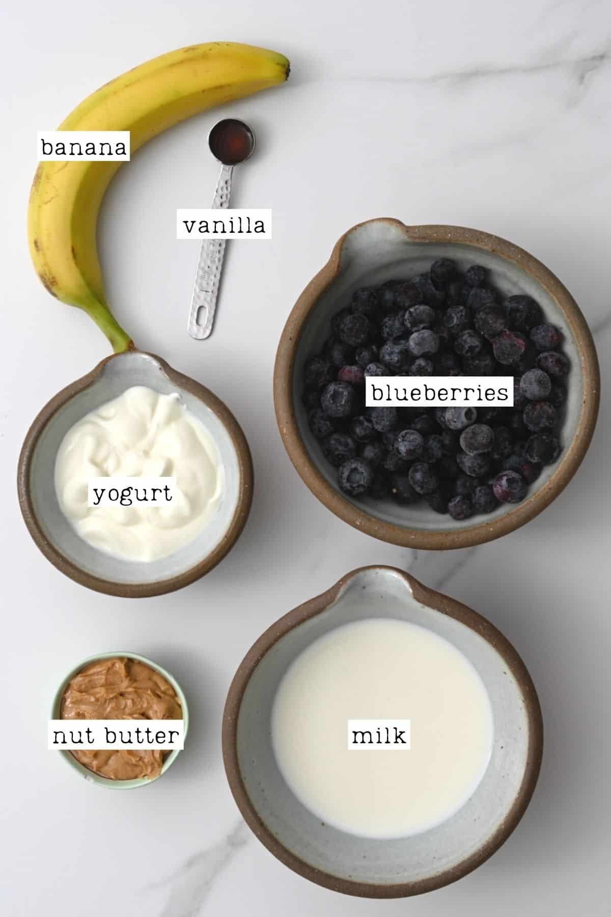 Ingredients for Blueberry Smoothie