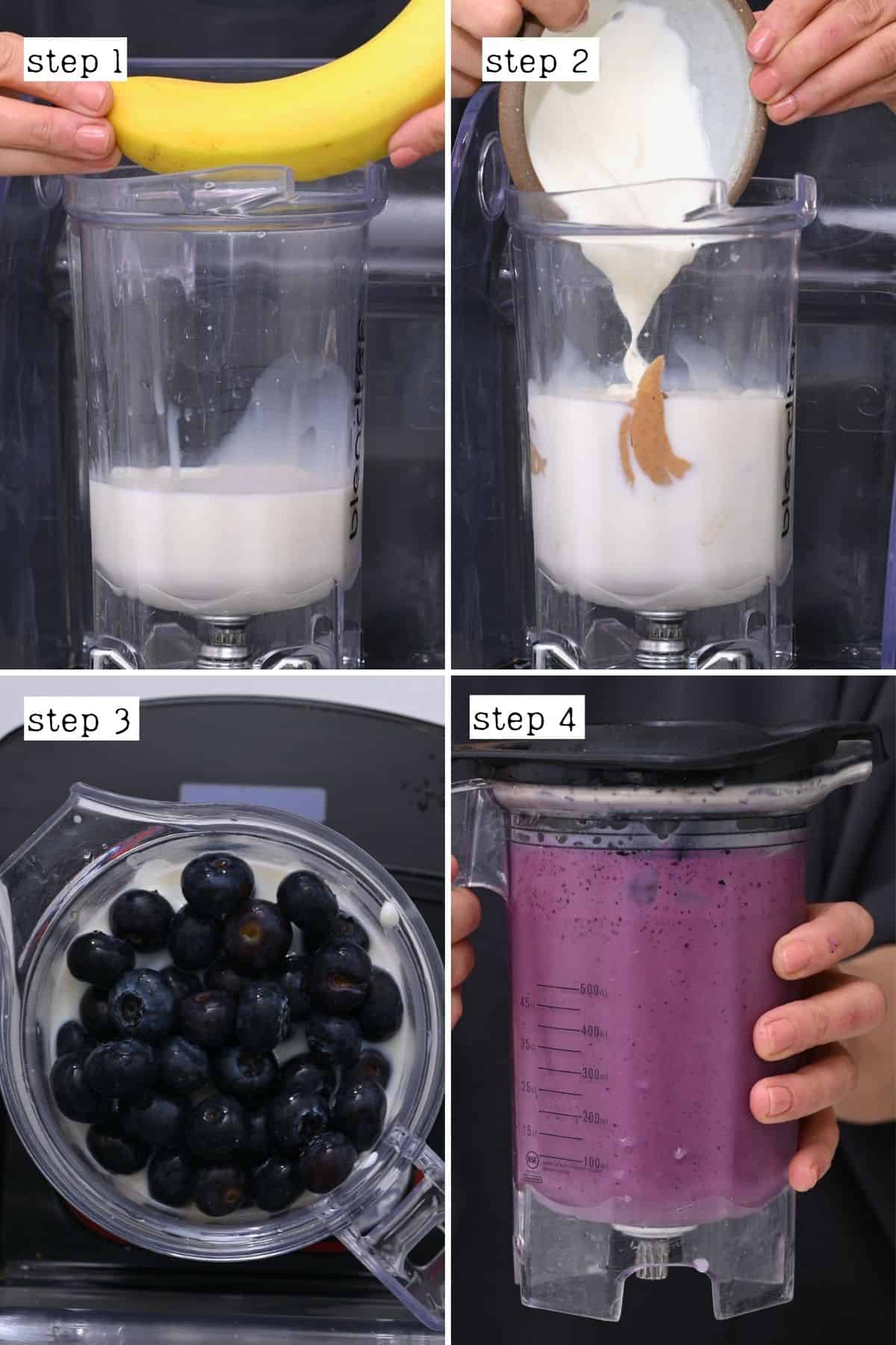Steps for blending Blueberry Smoothie