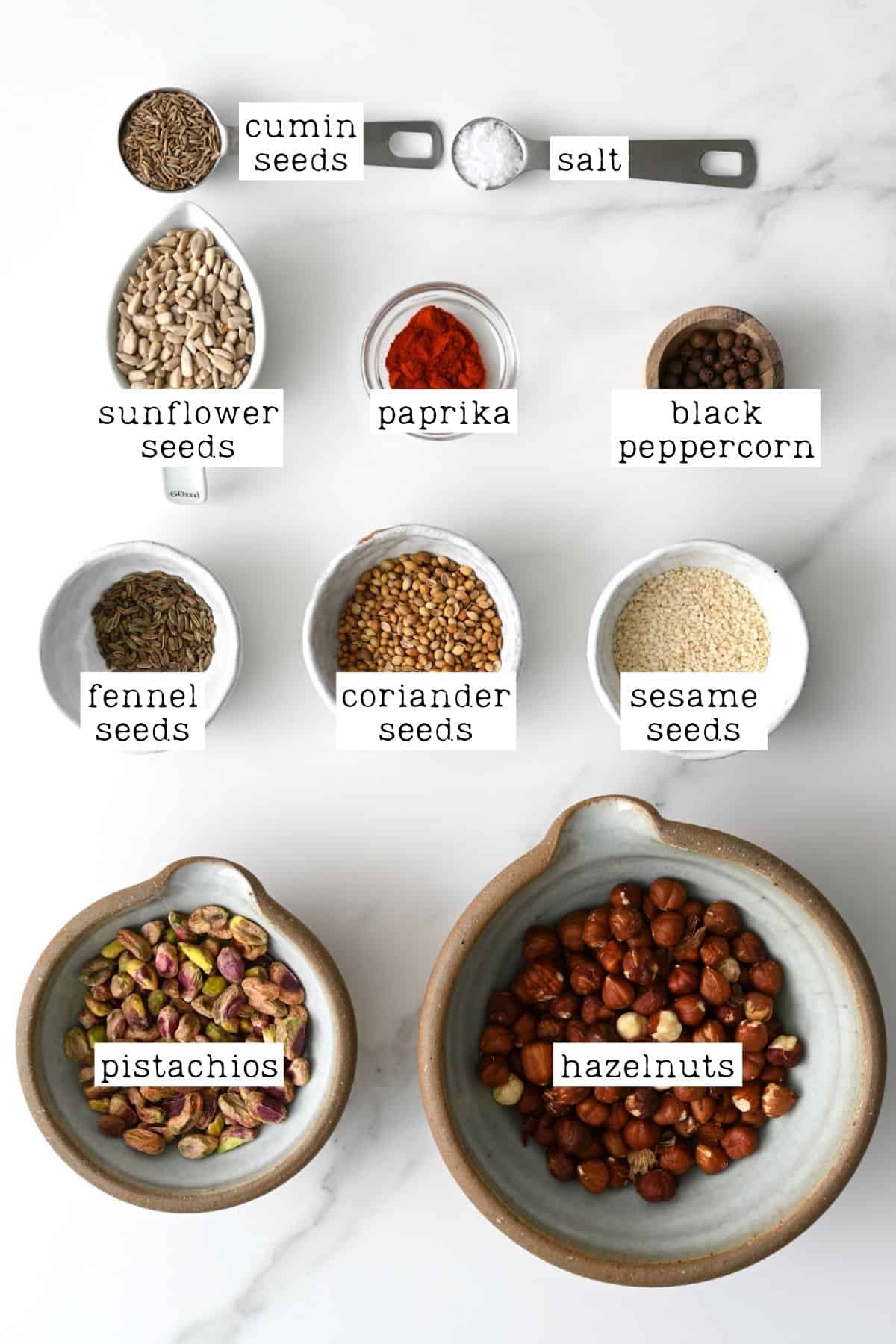 Ingredients for dukkah spice