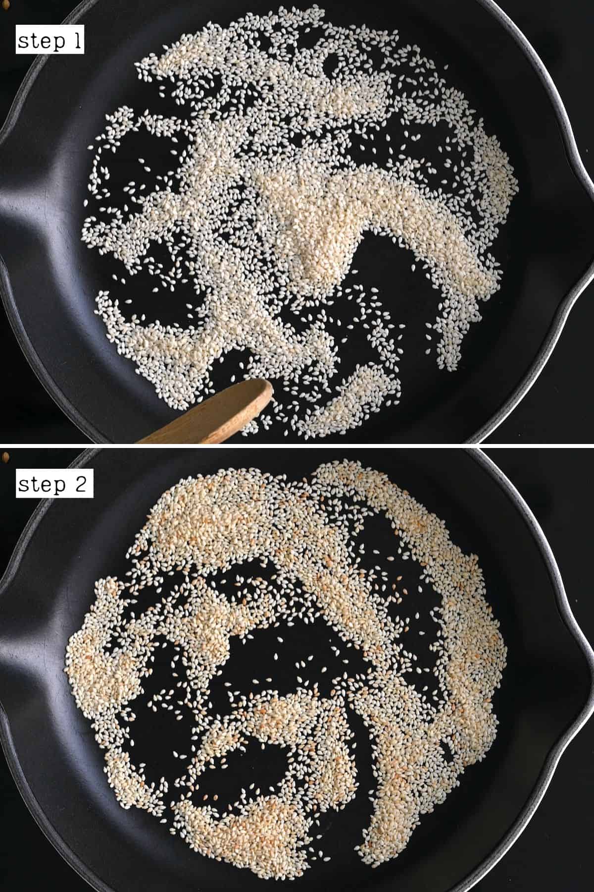 Steps for toasting sesame seeds