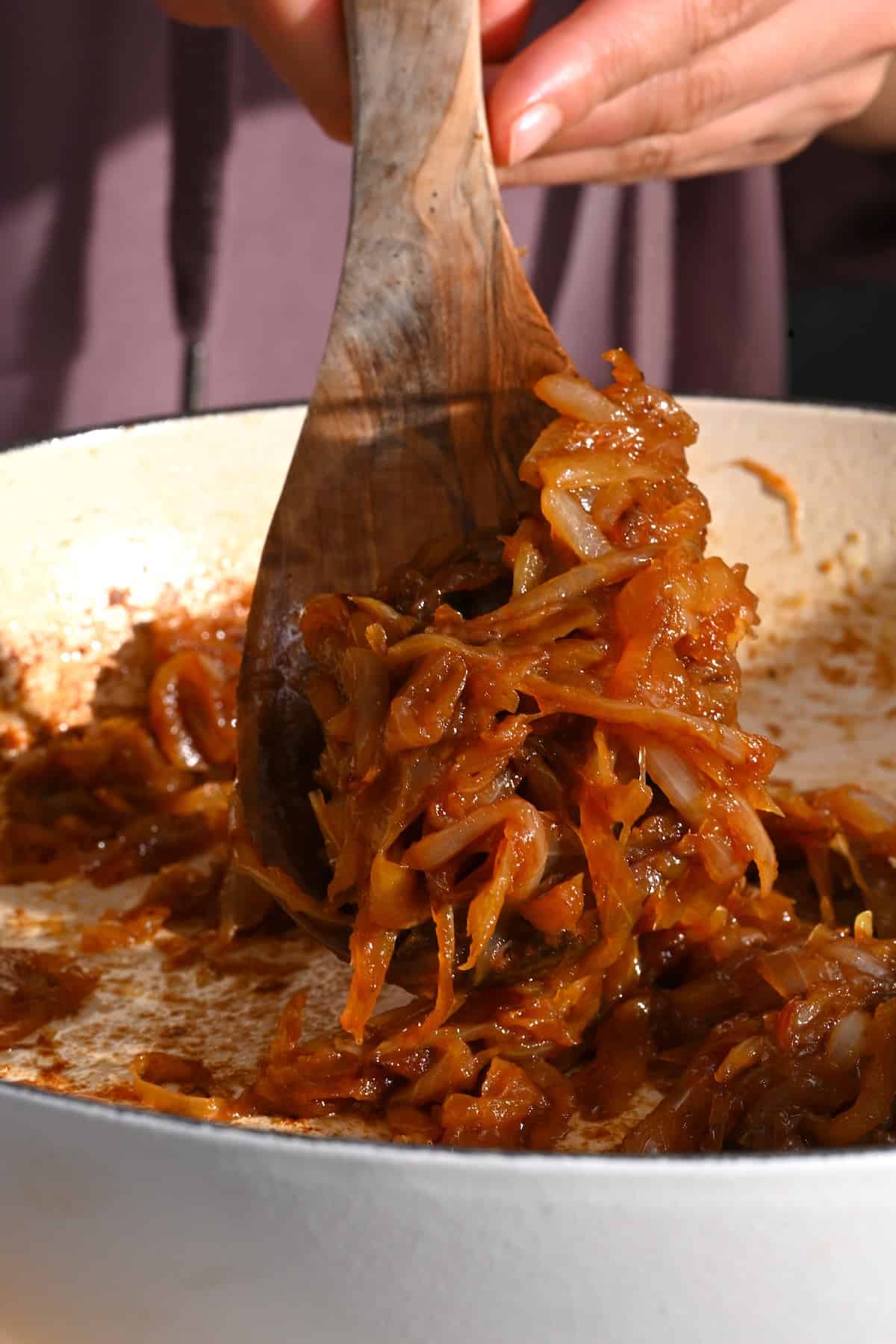 A spoonful of caramelized onions