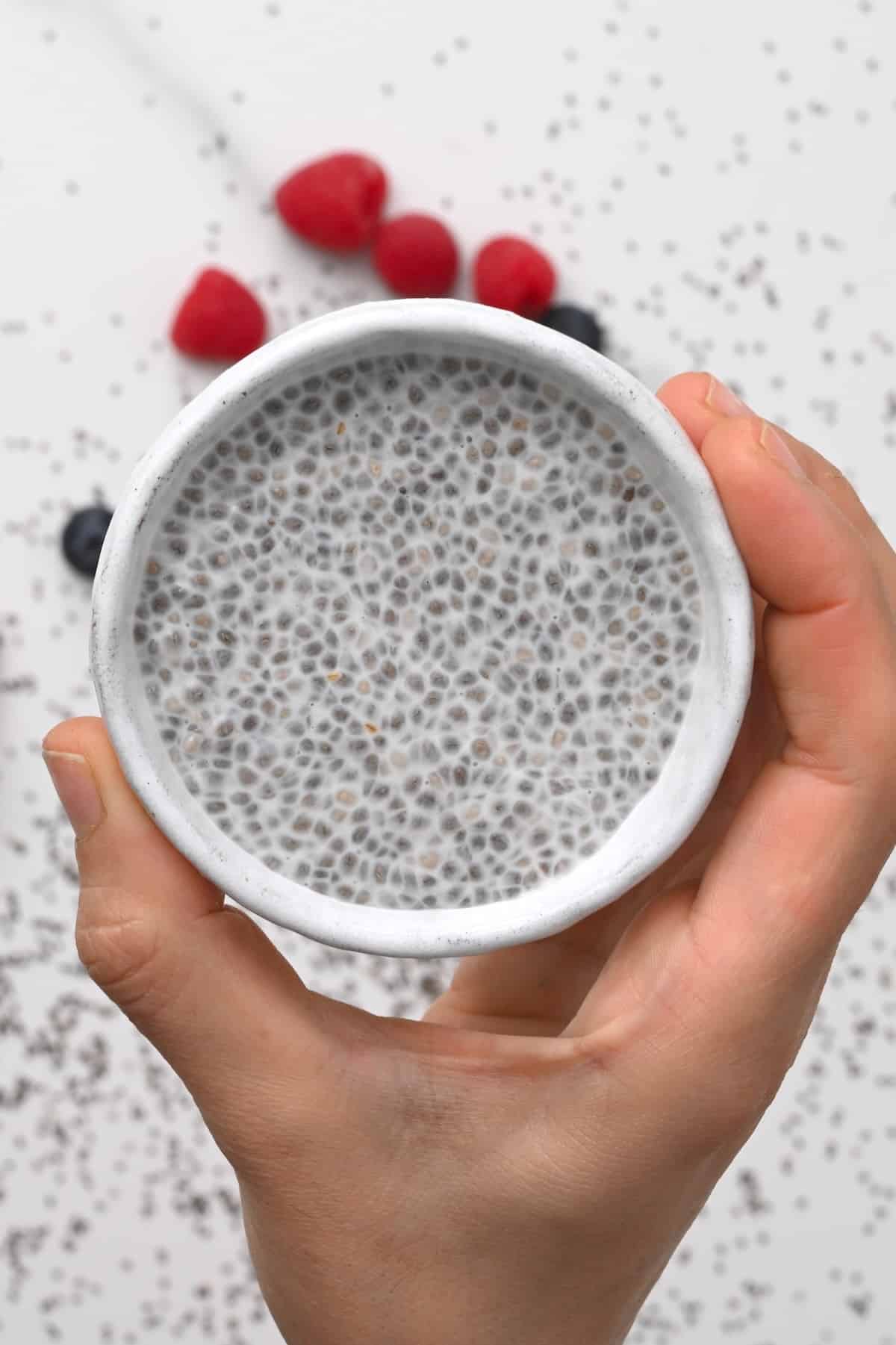 A small bowl with chia pudding