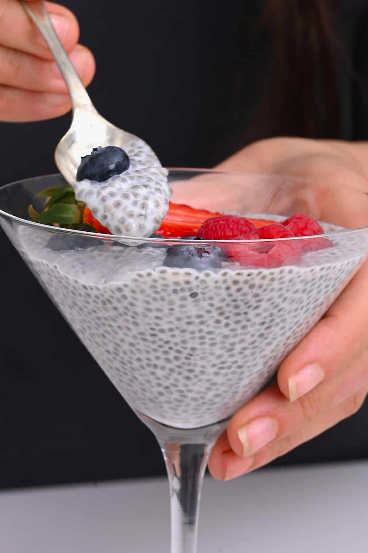 A spoonful of chia pudding