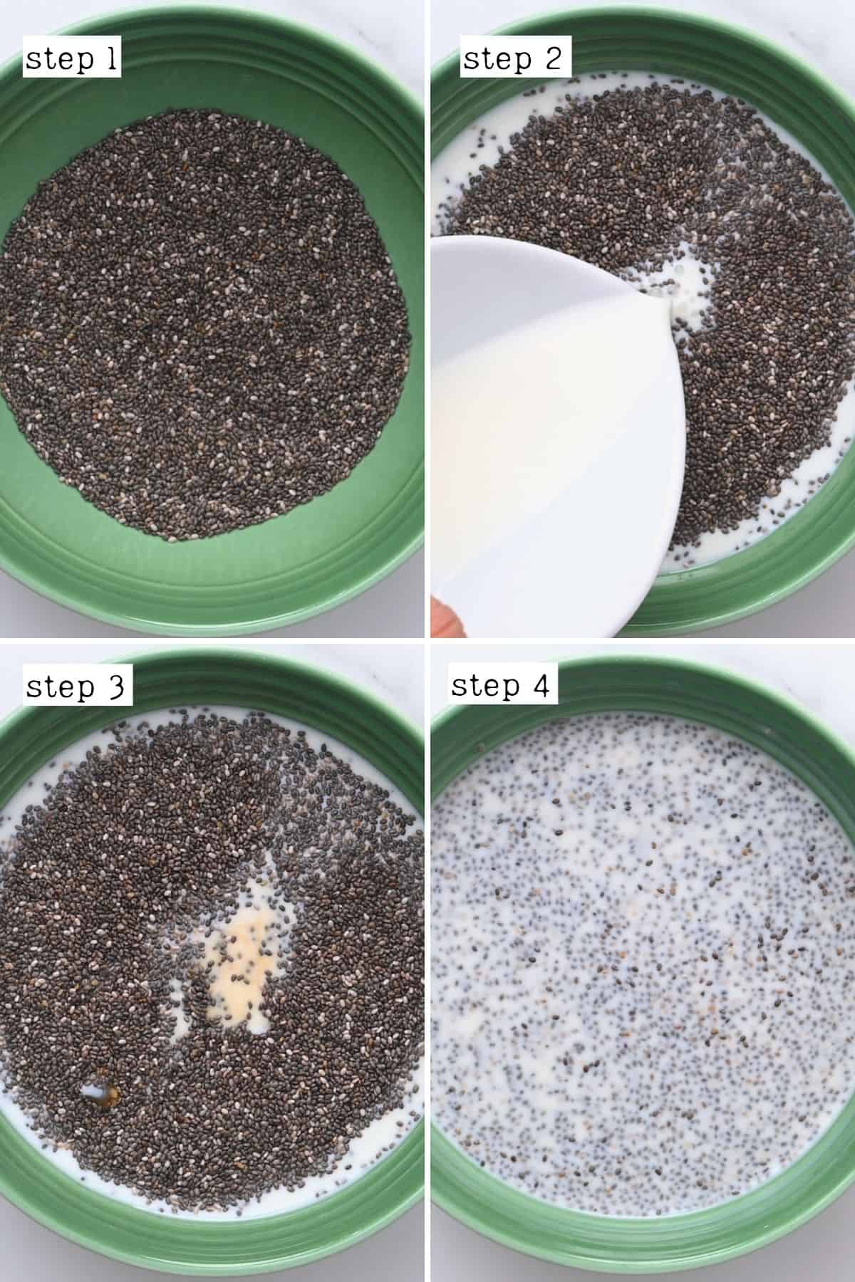 Steps for making chia pudding