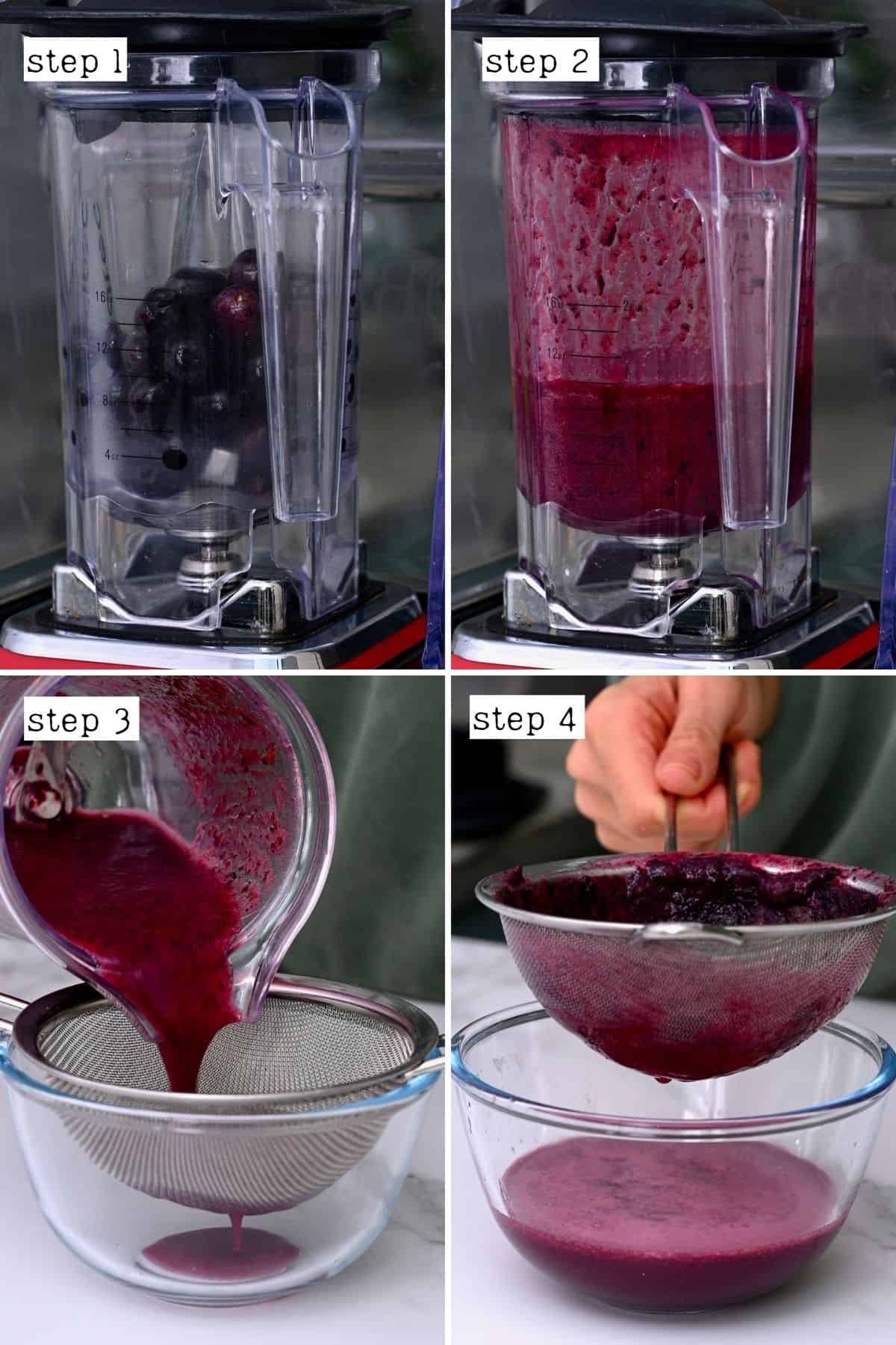 Steps for making grape juice with a blender