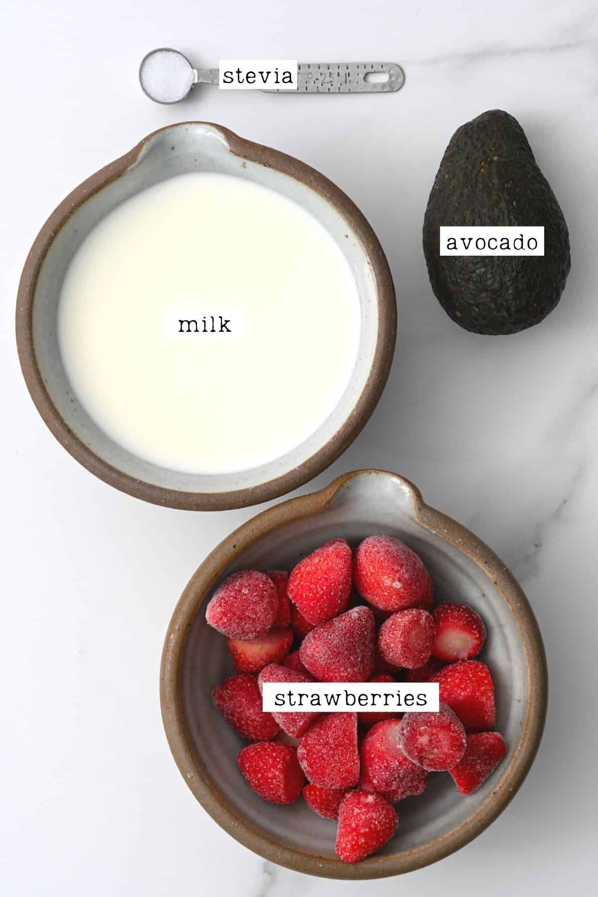Ingredients for Keto Strawberry Smoothie