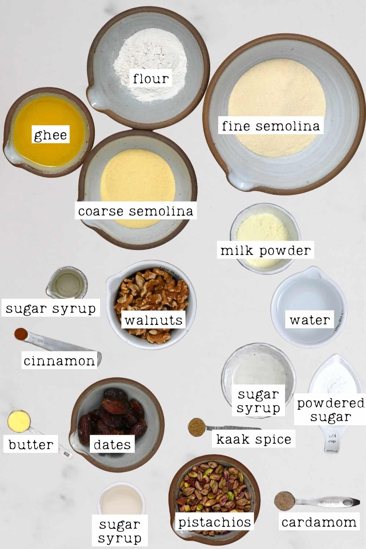 Ingredients for maamoul cookies