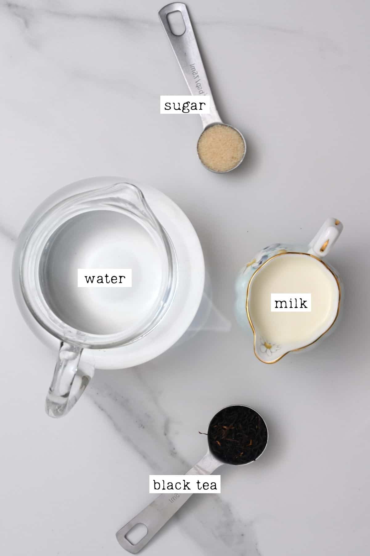 Ingredients for milk tea