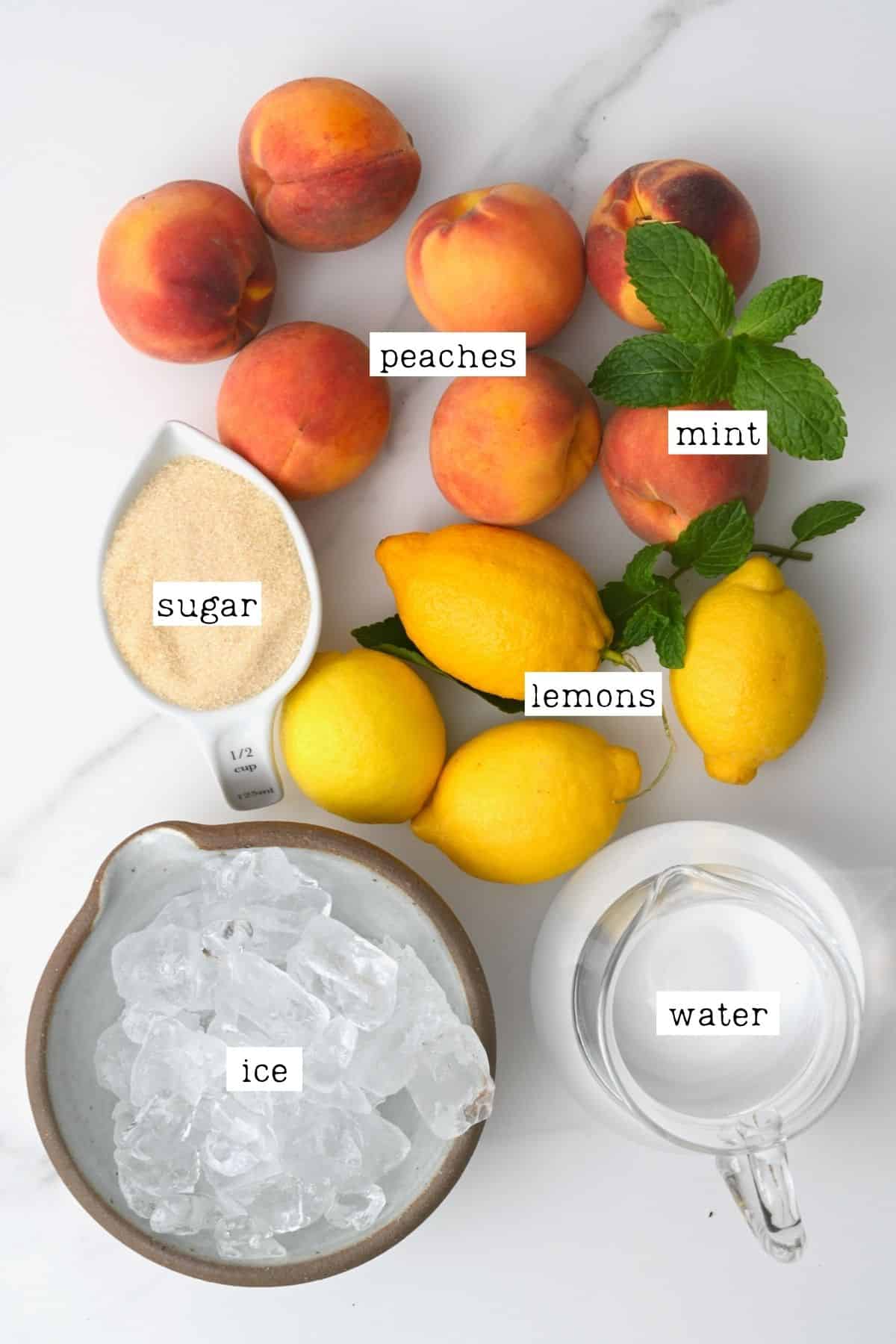 Ingredients for peach lemonade