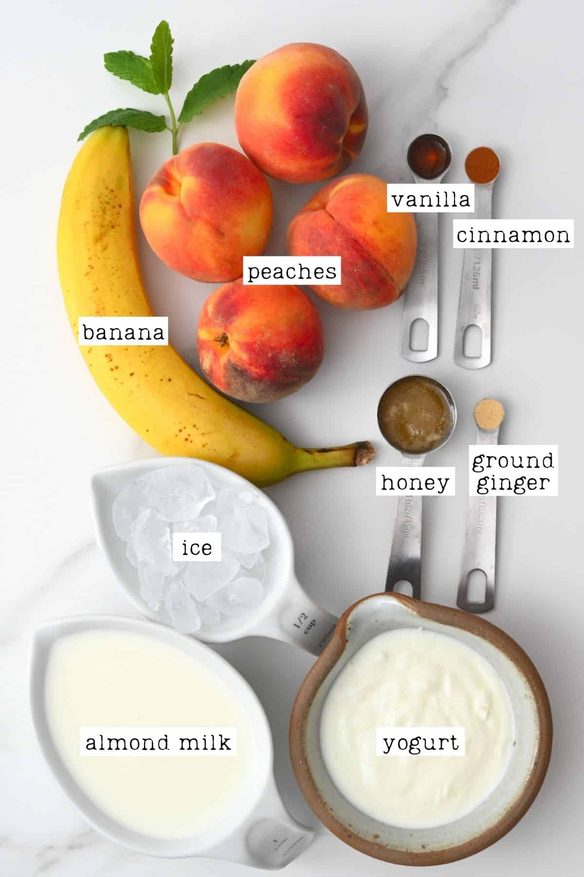 Ingredients for peach smoothie