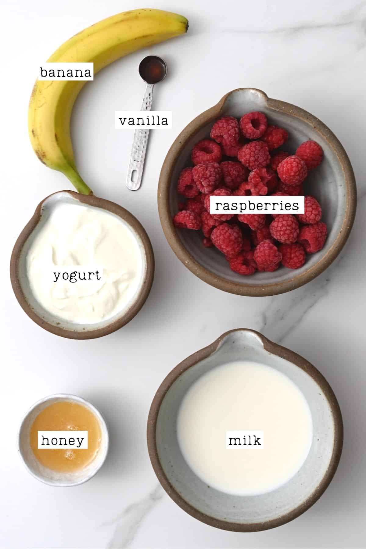 Ingredients for Raspberry Smoothie