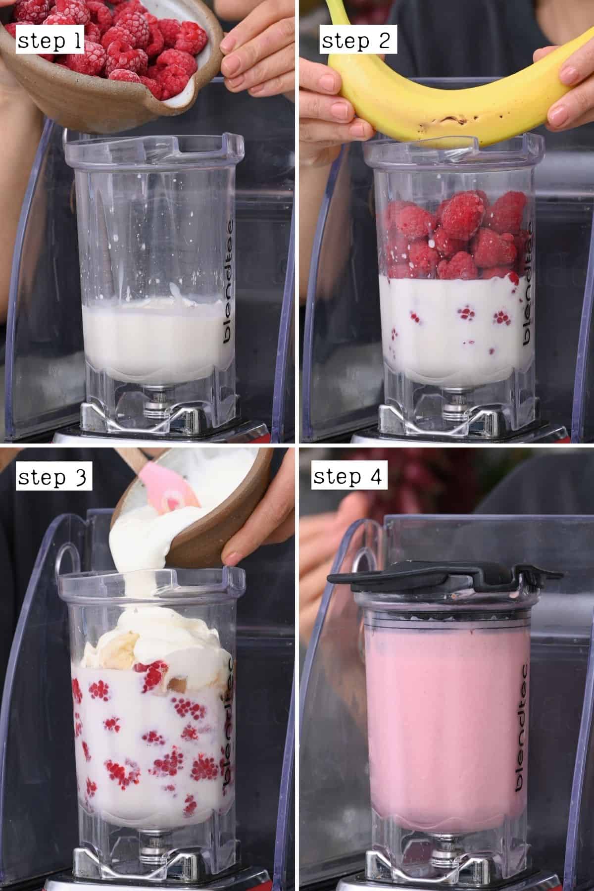 Steps for blending raspberry smoothie