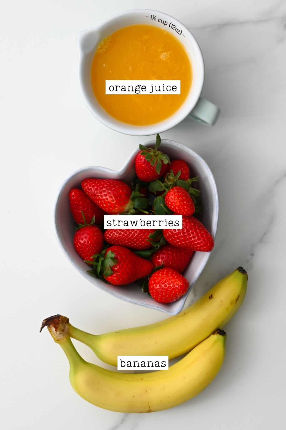 Ingredients for Strawberry Banana Smoothie