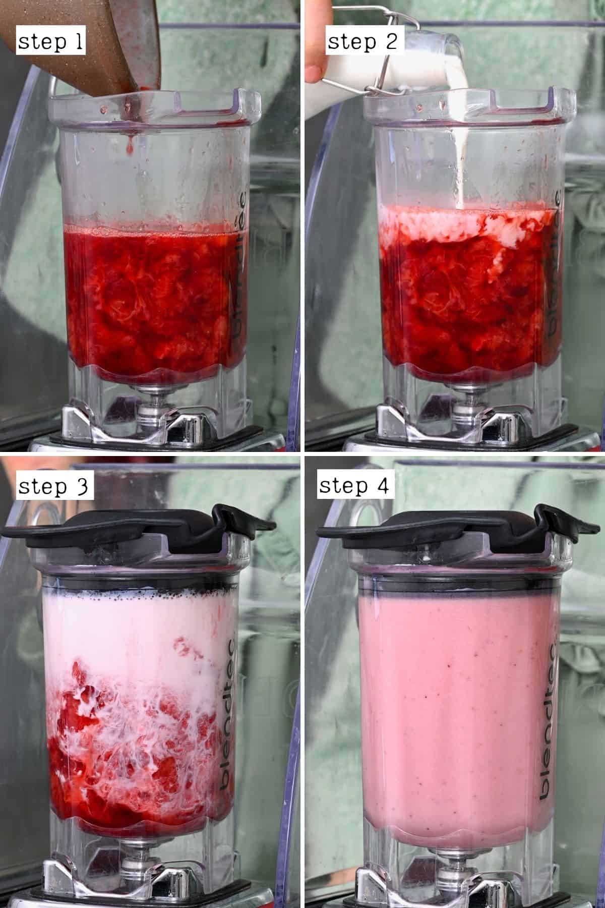 Steps for blending strawberry milk