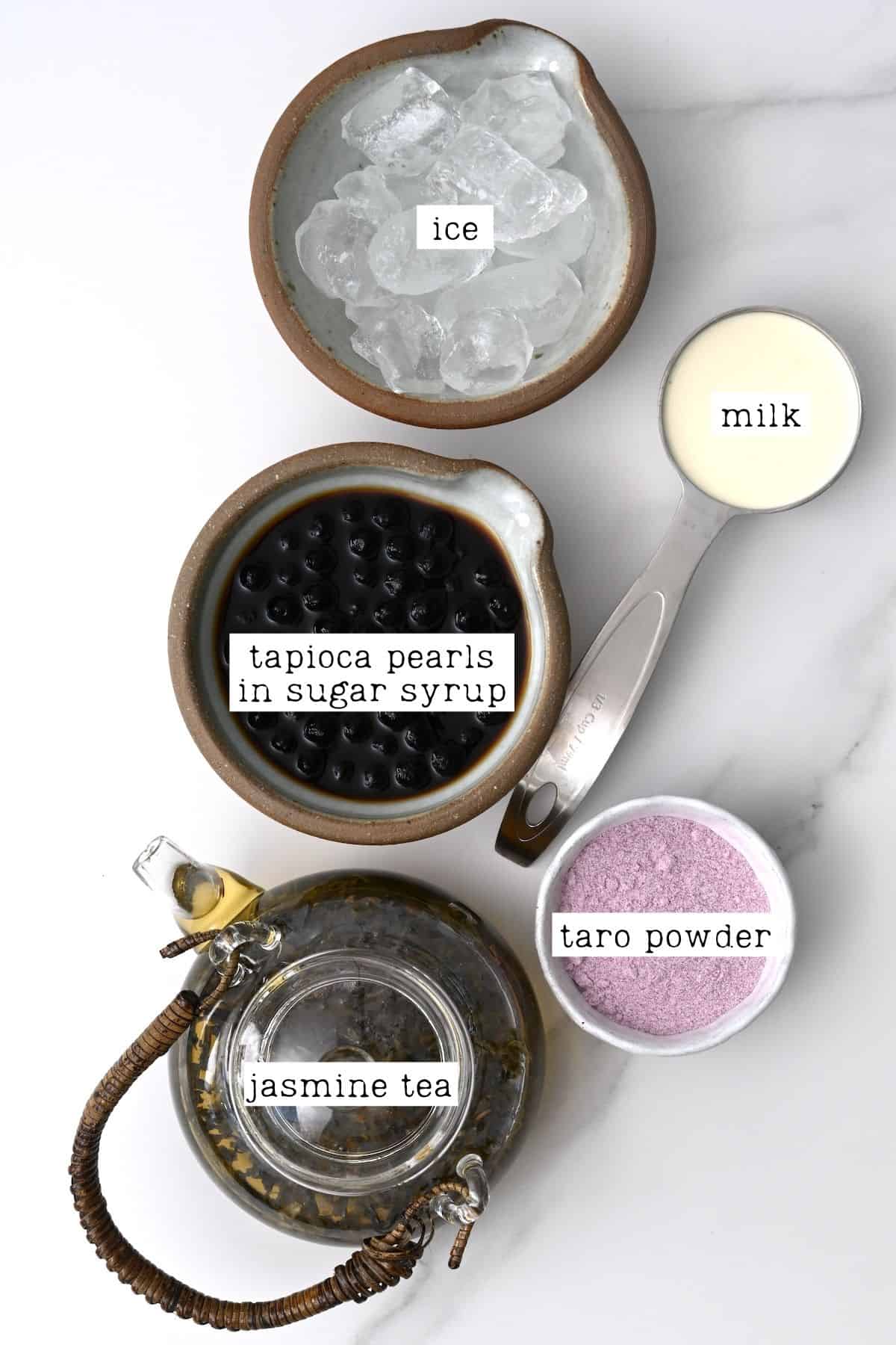 Ingredients for taro milk tea