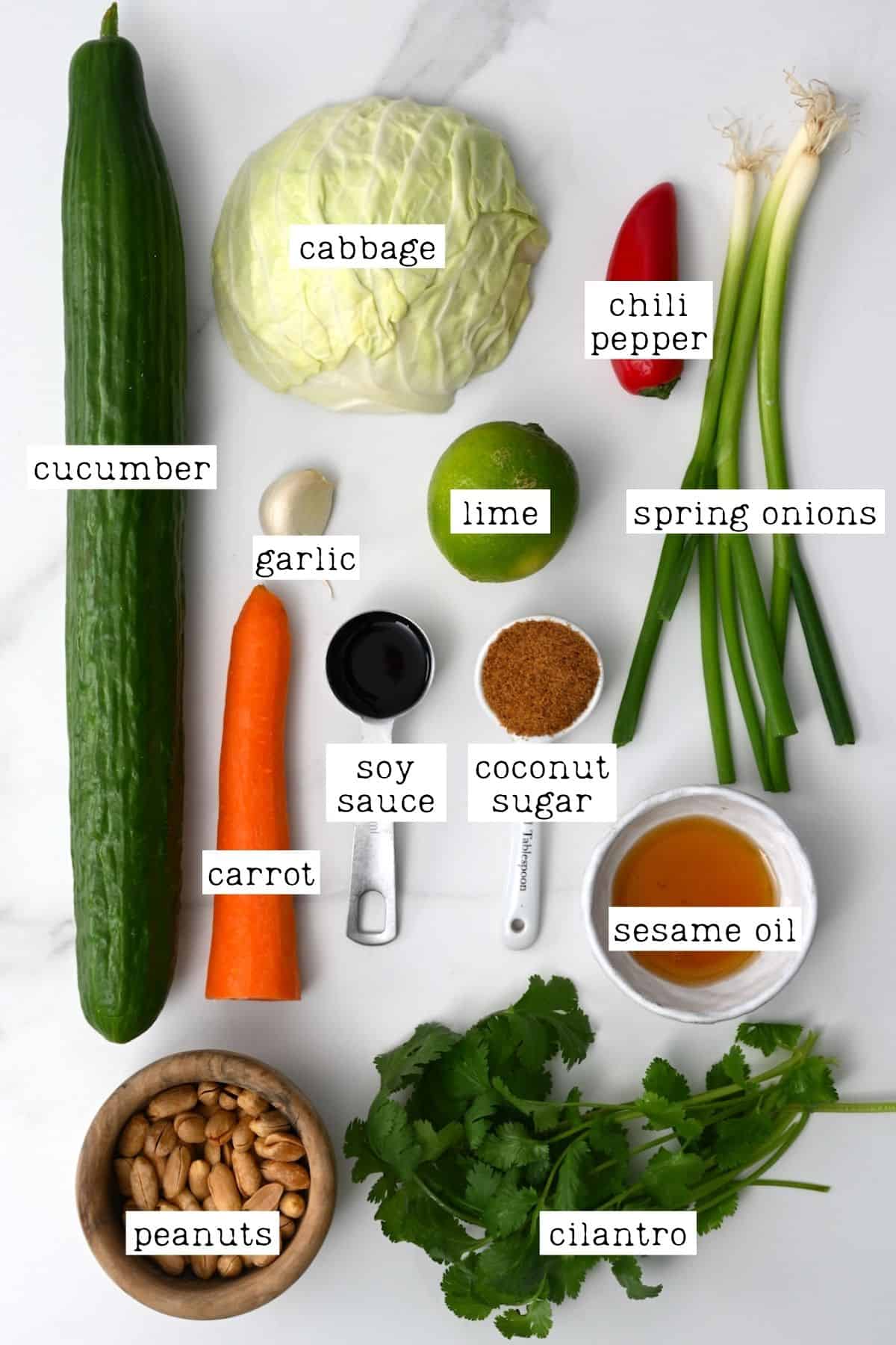 Ingredients for Thai cucumber salad