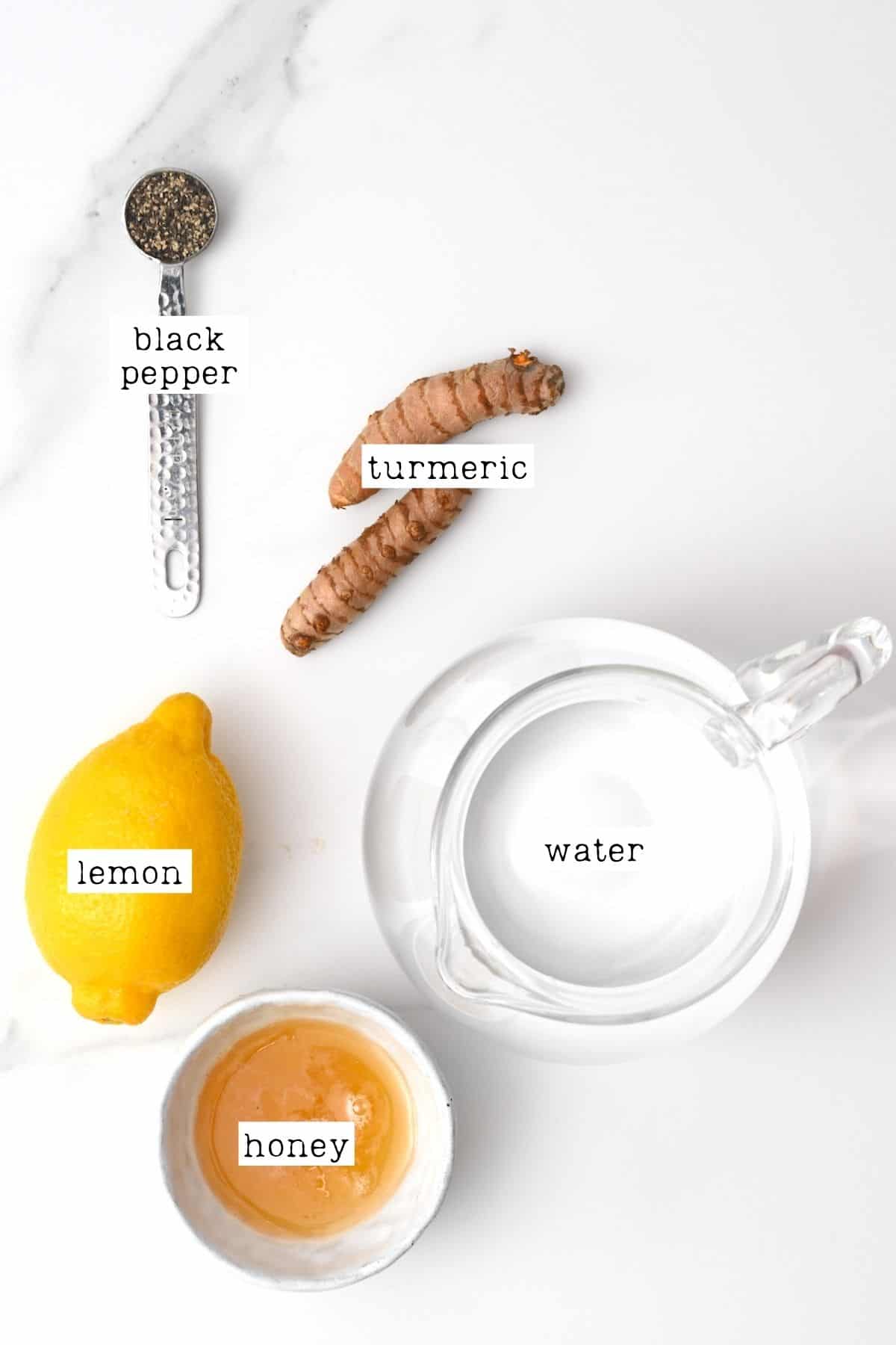 Ingredients for turmeric tea